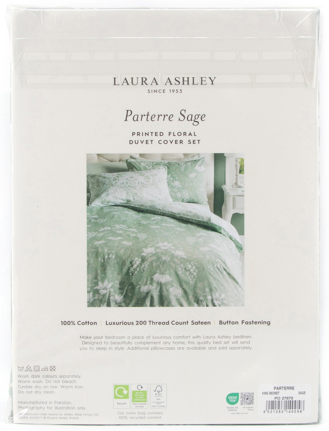 LAURA ASHLEY Wendebettwäsche »Parterre, aus Baumwoll-Satin« 3 tlg. mit floralem Muster, inkl 2 Kissenbezüge