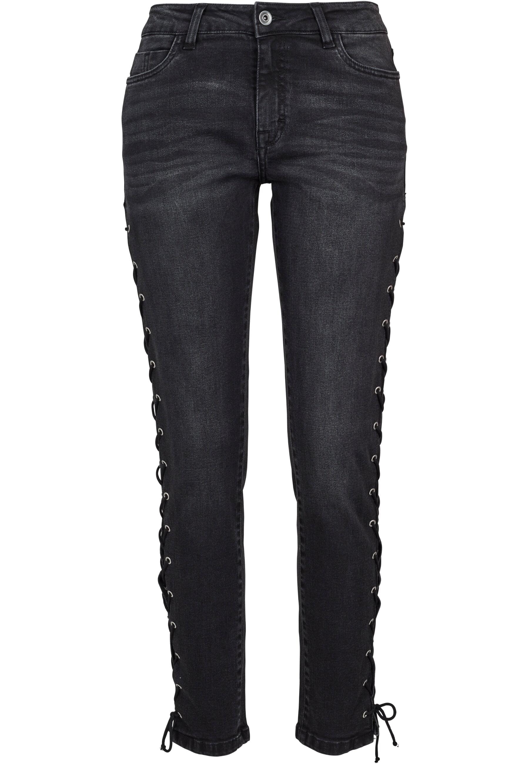 URBAN CLASSICS Bequeme Jeans "Urban Classics Damen Ladies Denim Lace Up Skinny Pants", (1 tlg.)