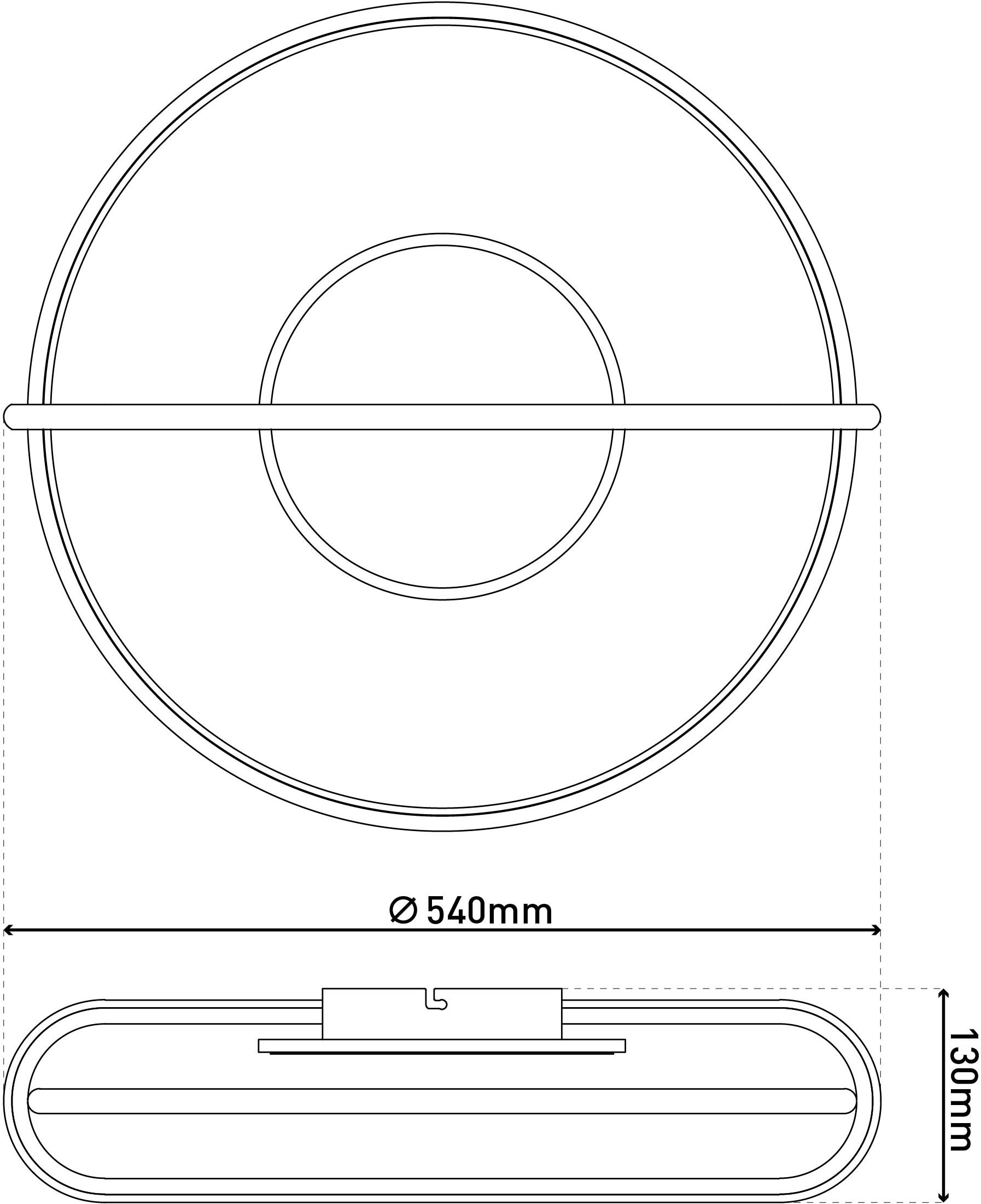 näve LED Deckenleuchte »Brendan« LED-Modul 1 Stk. Warmweiß geometrische Kombination aus Elipse und Kreis, D: 54cm, warmweiße LED