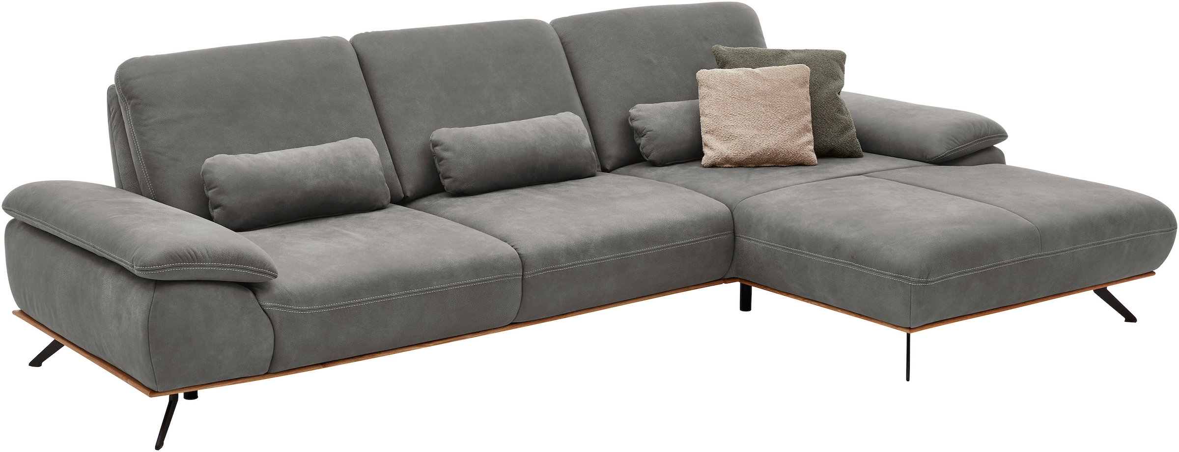 Die PlanBar Ecksofa »PN-EM18063 L-Form«, wahlweise mit echt bezogenem Rücken und Sitztiefenverstellung
