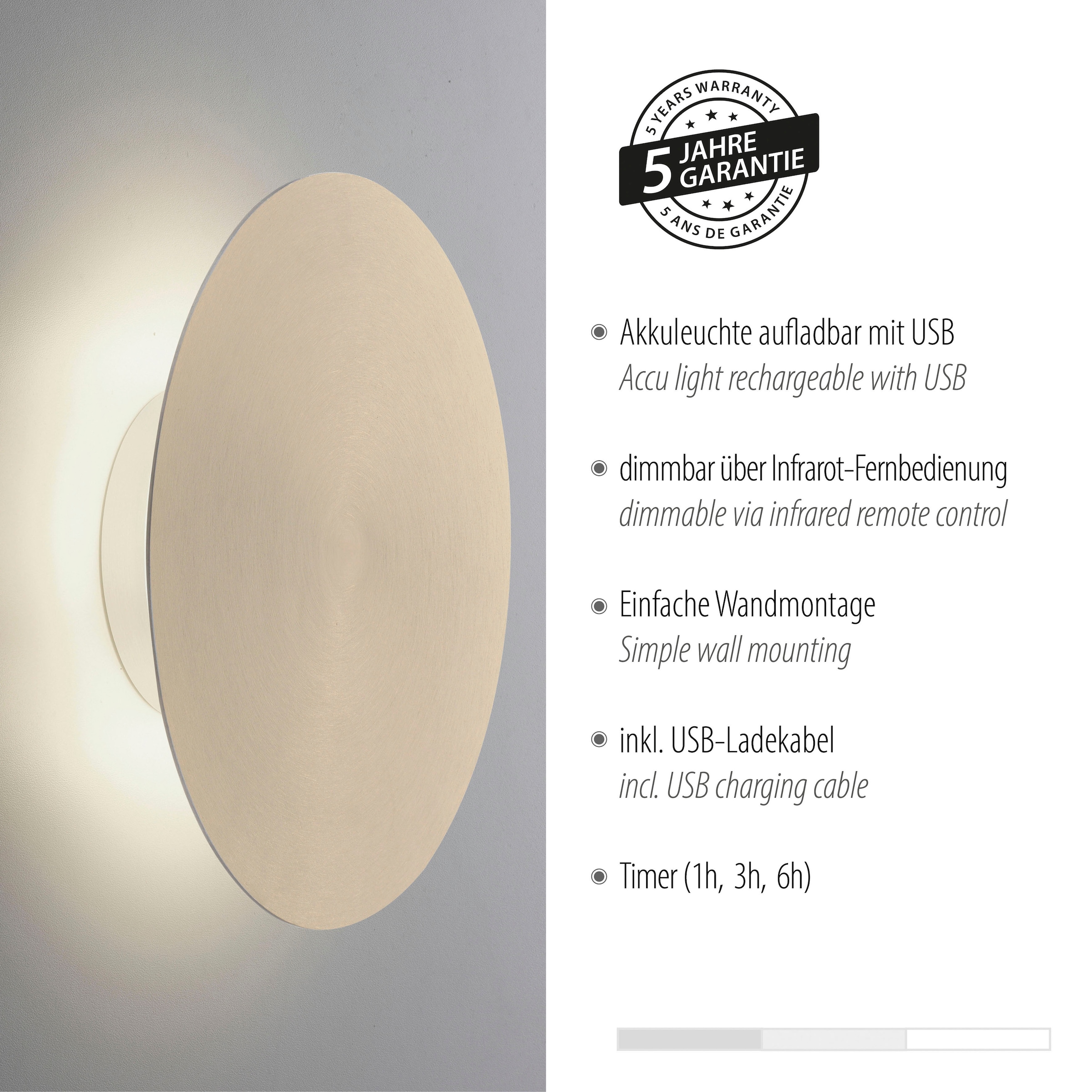 Paul Neuhaus Wandleuchte »AKKU PUNTU«, 1 flammig, Leuchtmittel LED-Board | LED fest integriert
