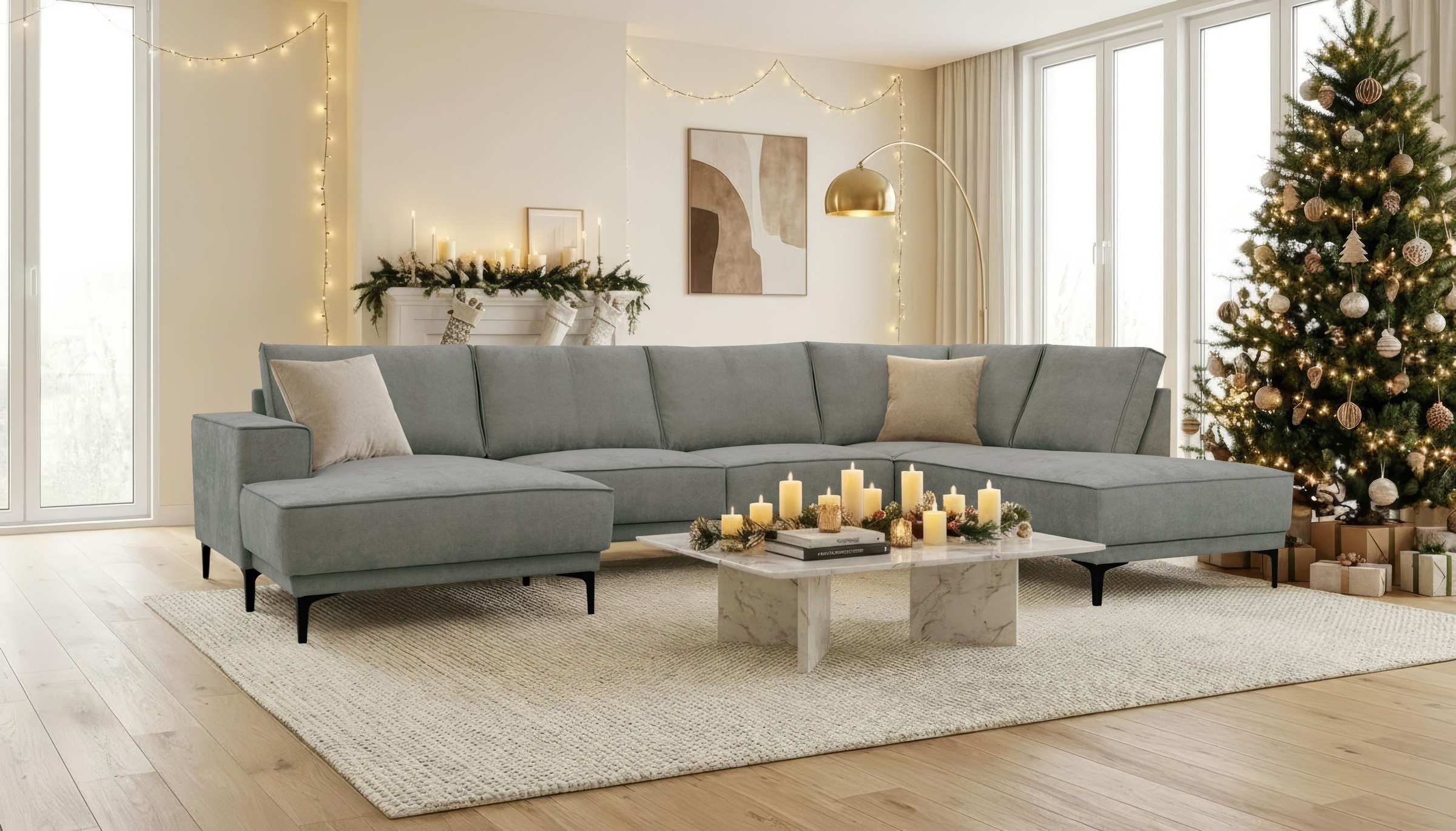 OTTO home Wohnlandschaft "XXL Sofa Oland, Struktur, Flachgewebe, Luxus-Micr günstig online kaufen