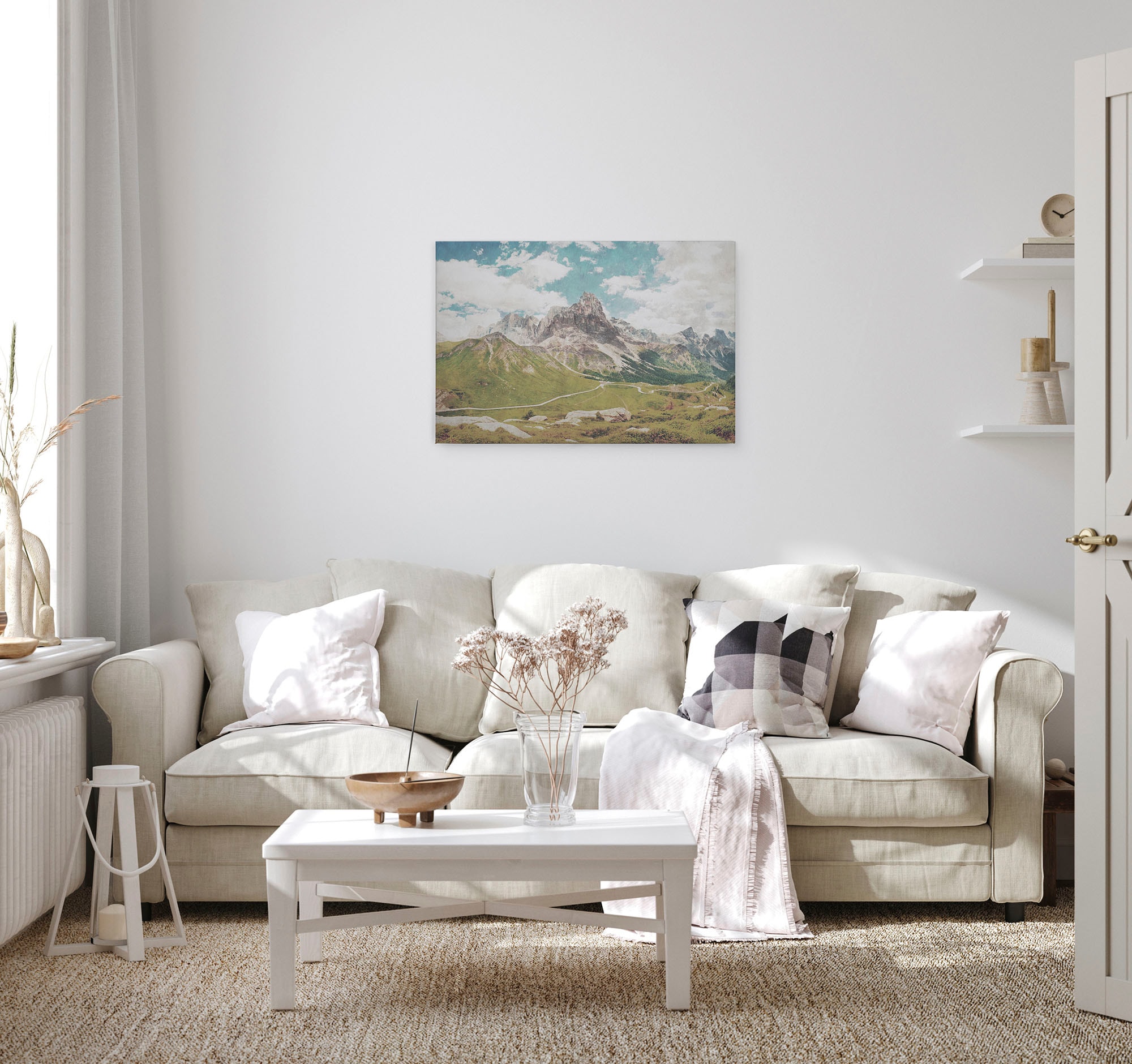 A.S. Création Leinwandbild »dolomiti«, Kunst-Berge-Kinder, (1 St.), Keilrahmen Bild Landschaft Berge Leinwand-Bild Wohnzimmer modern Wand