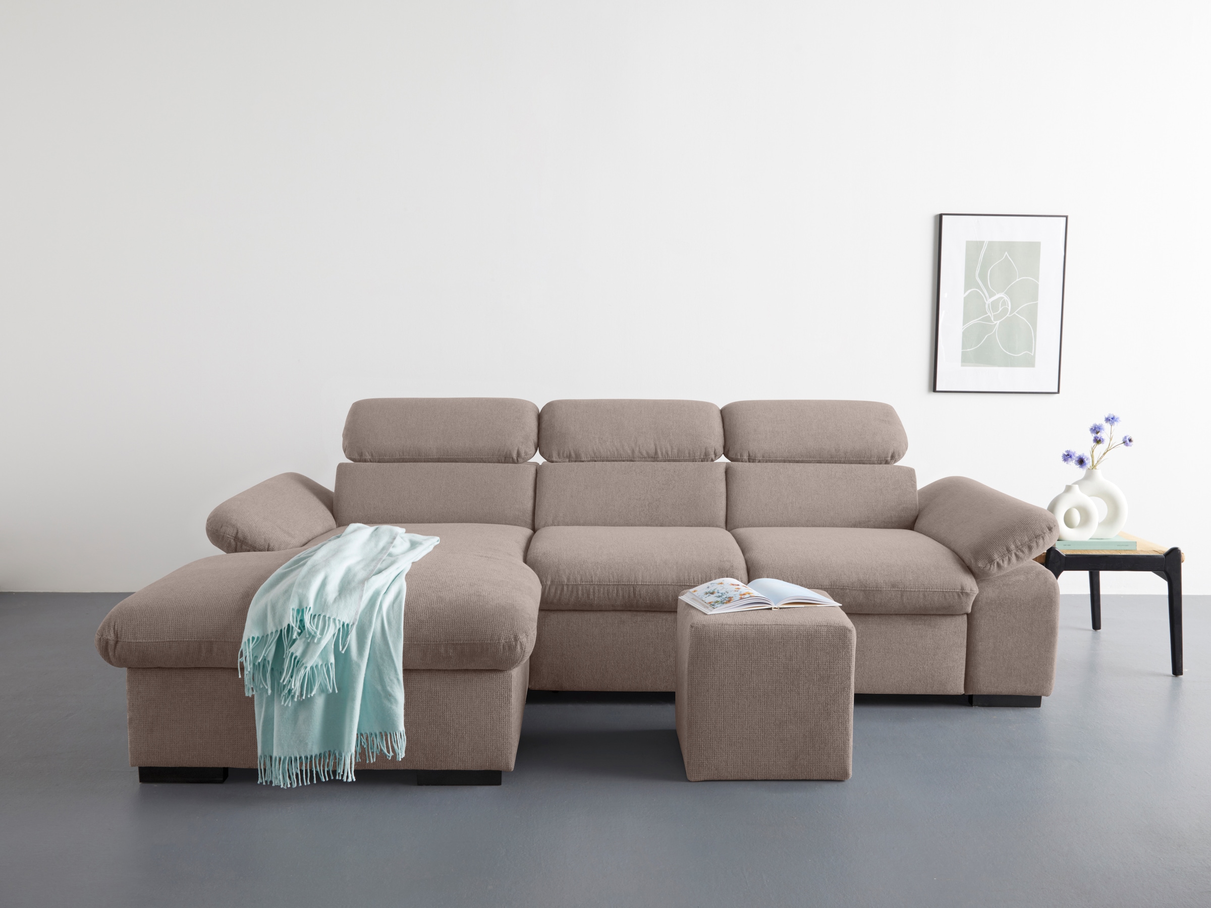 COTTA Ecksofa "Lola L-Form", (Set, mit Hocker), mit Hocker & Kopfteilfunkti günstig online kaufen