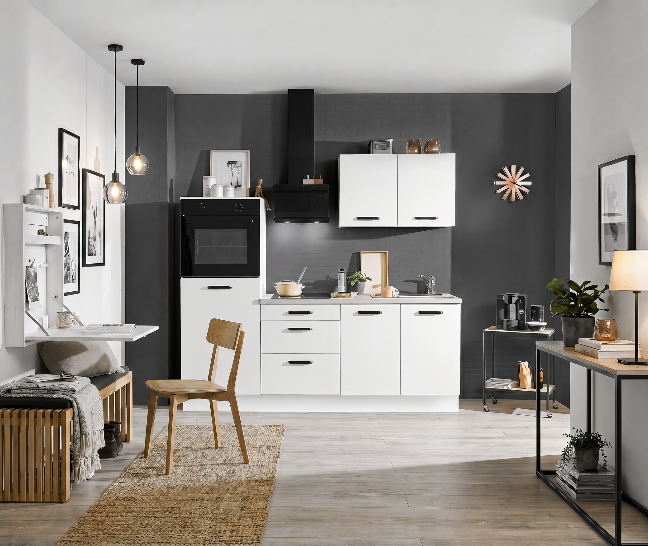 wiho Küchen Küchenzeile »Compact« Breite 210cm, wahlweise mit Geräten (ohne Kühlschrank)