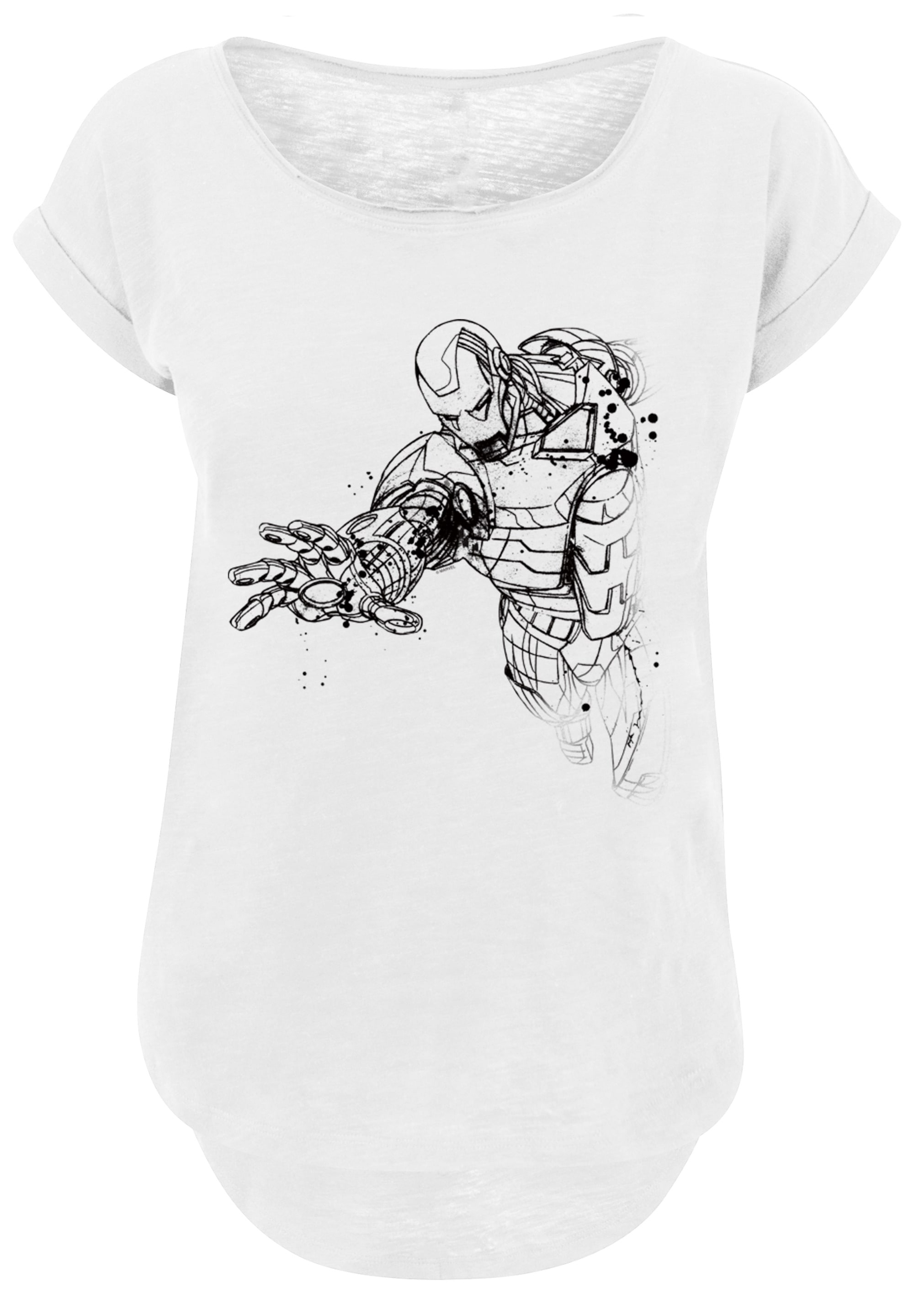 F4NT4STIC T-Shirt »Marvel Avengers Iron Man Mono Line«, Damen,Premium Merch,Lang,Longshirt,Logo Print