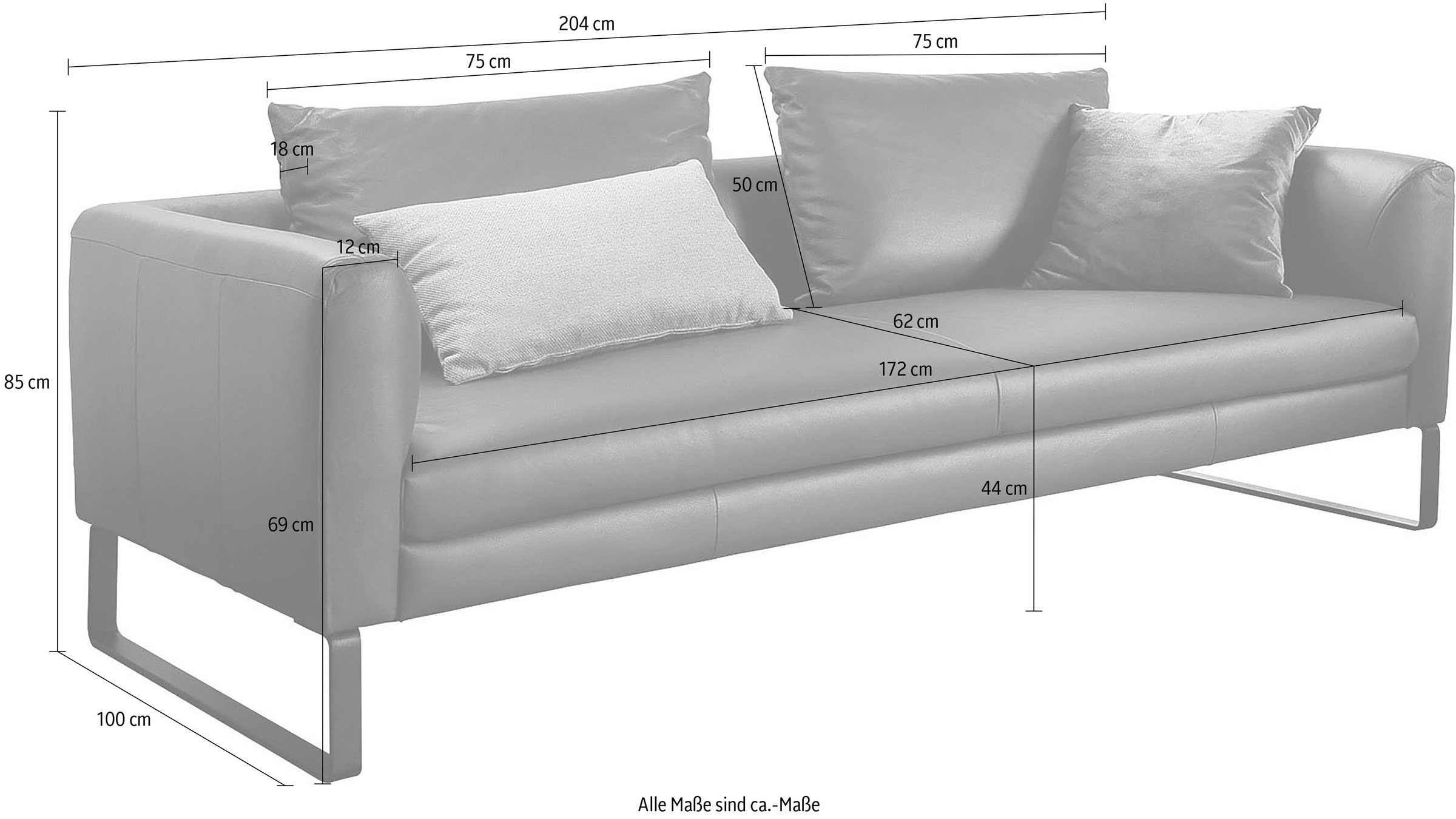 3C Candy 3-Sitzer »Avola Designsofa mit Lederbezug, tolle Verarbeitungsdetails«, bequem und komfortabel