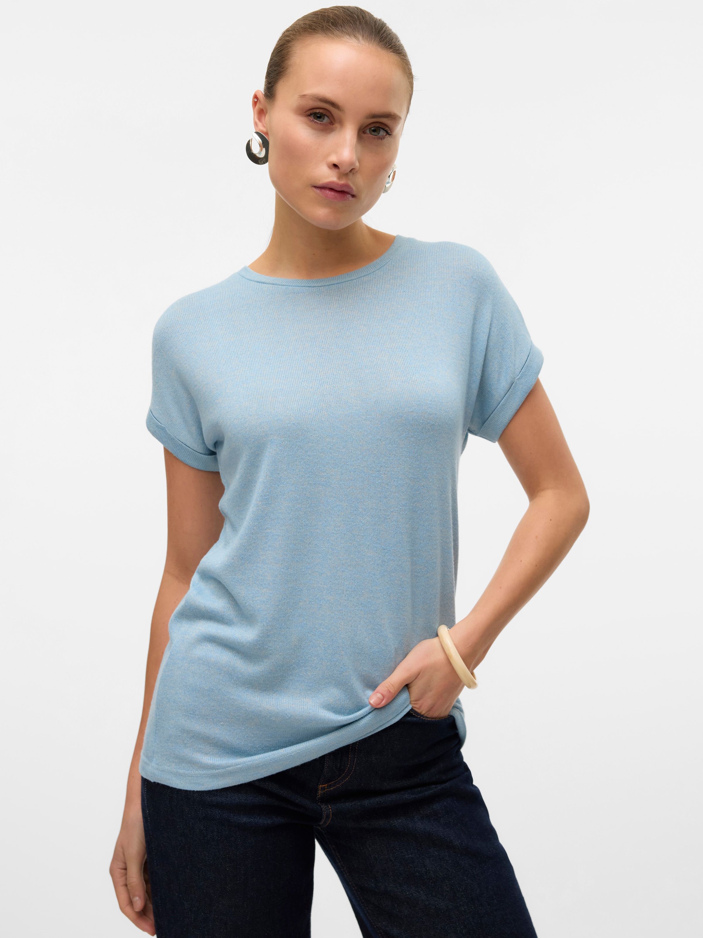 Vero Moda Kurzarmpullover "VMBRIANNA SS O-NECK PULLOVER BOO REP", mit Umsch günstig online kaufen