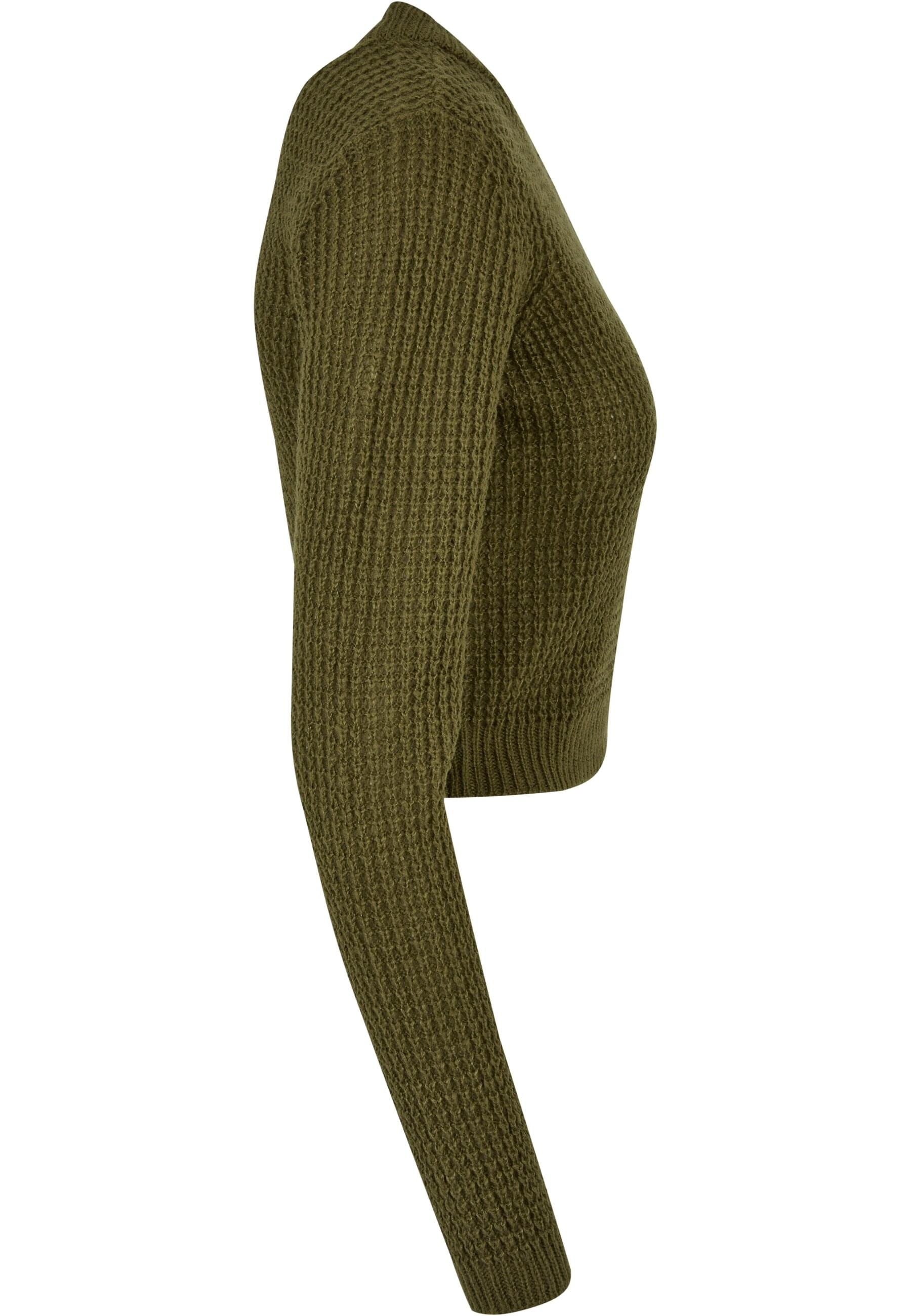 URBAN CLASSICS Rundhalspullover »Urban Classics Damen Ladies Short Waffle Sweater«, (1 tlg.)