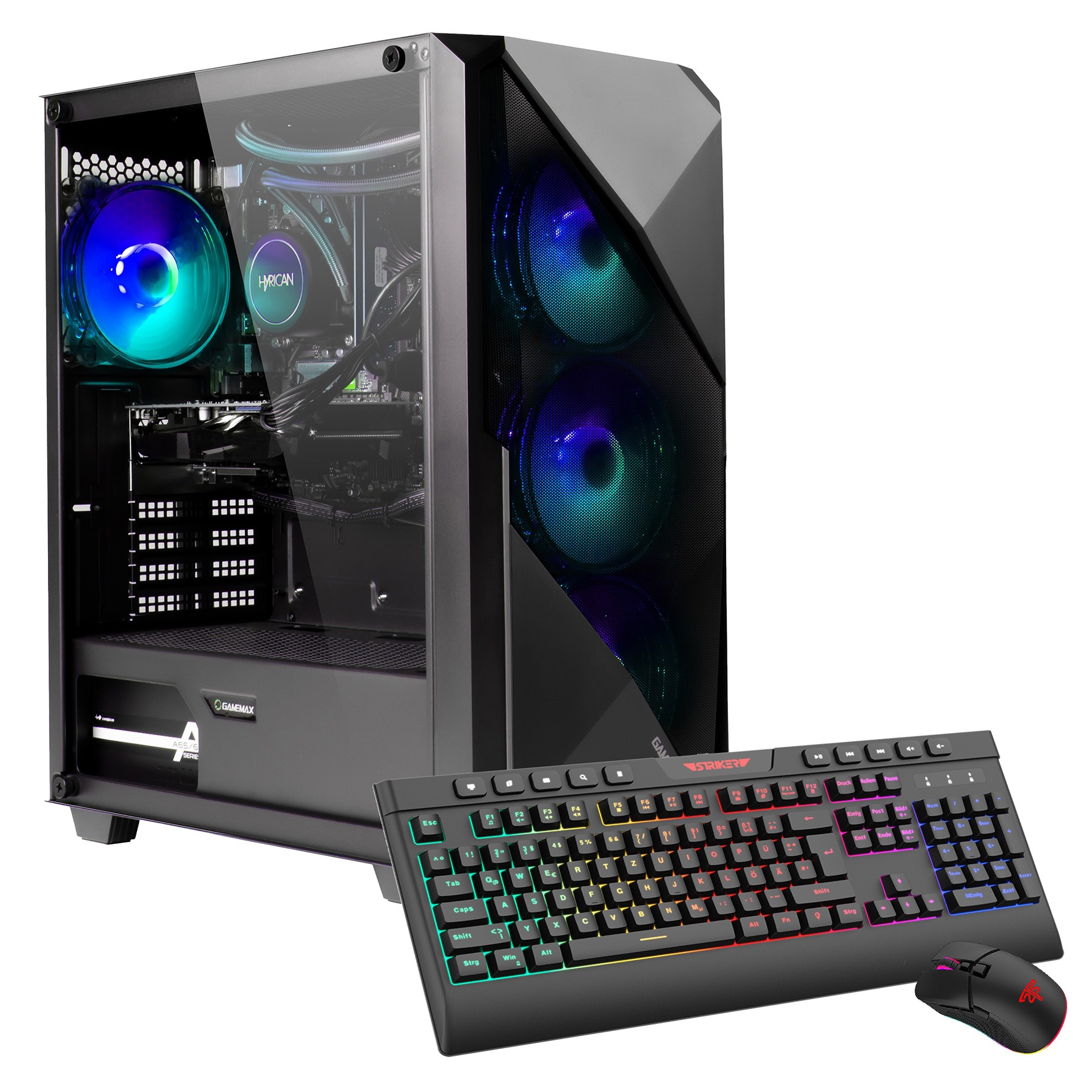GAMEMAX Gaming-PC »Striker 8020 AMD Ryzen 5 9600X 16GB DDR5 1TB SSD RX 9070« Windows 11, DDR5 RAM, Wasserkühlung