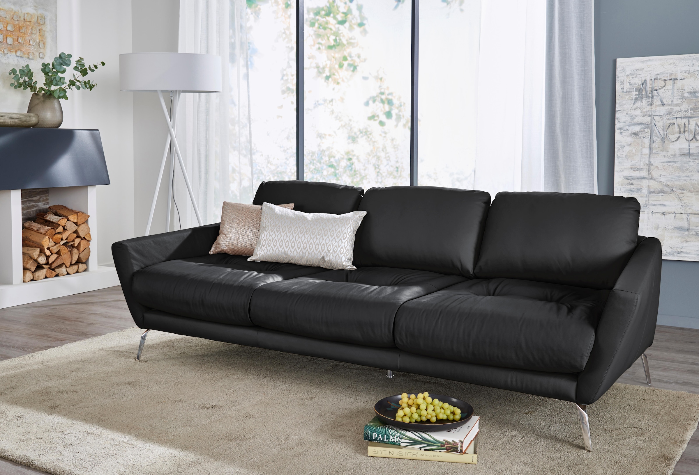 Big-Sofa »softy«, mit dekorativer Heftung im Sitz, Füße Chrom glänzend