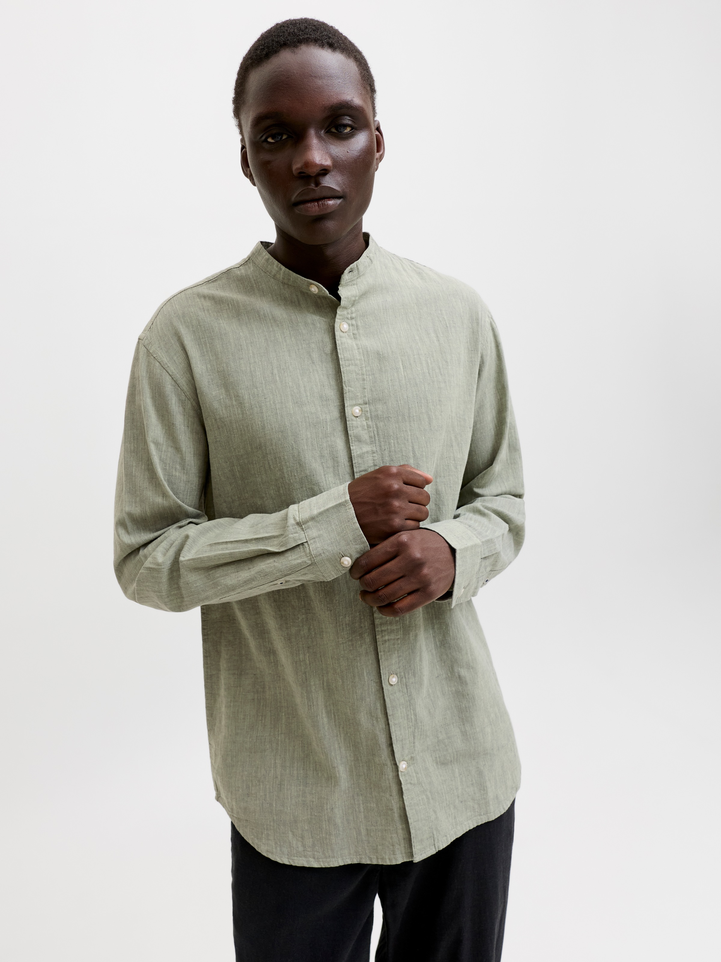 Jack & Jones Langarmhemd "JJESUMMER LINEN BLEND BAND SHIRT L/S SN" Baumwoll günstig online kaufen