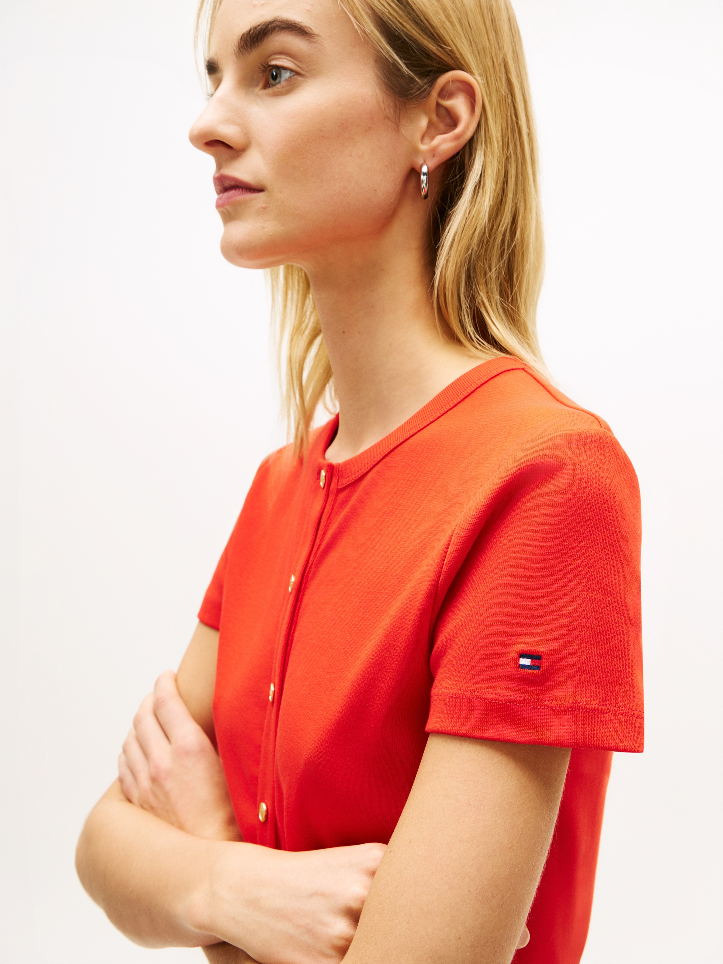 Tommy Hilfiger Kurzarmshirt "GOLD BUTTON SLIM SS TEE" günstig online kaufen