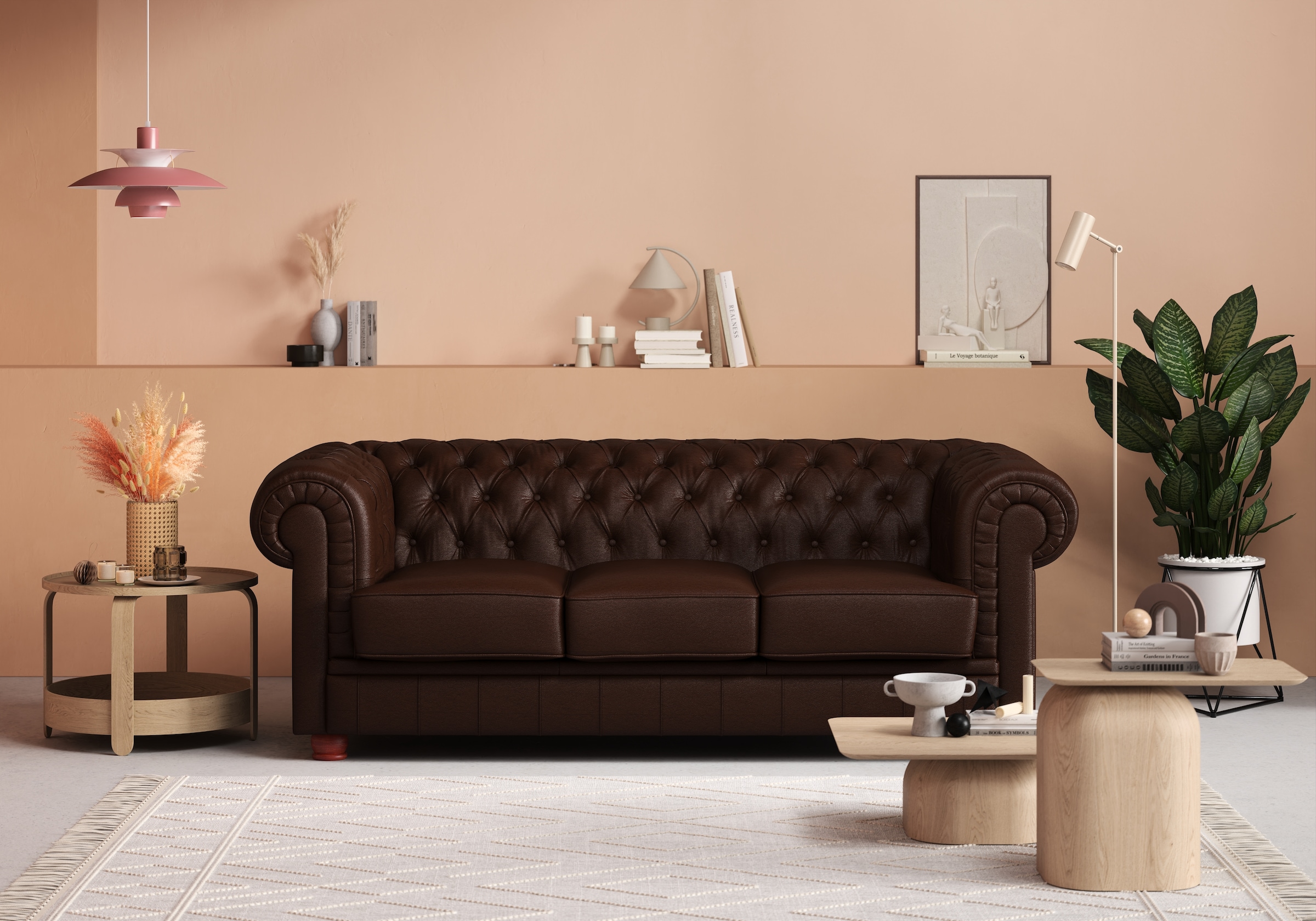 Max Winzer Chesterfield-Sofa "Kent edel und bequem, tolle Detailverarbeitung, komfortable Armlehnen", 3-Sitzer mit aufwe