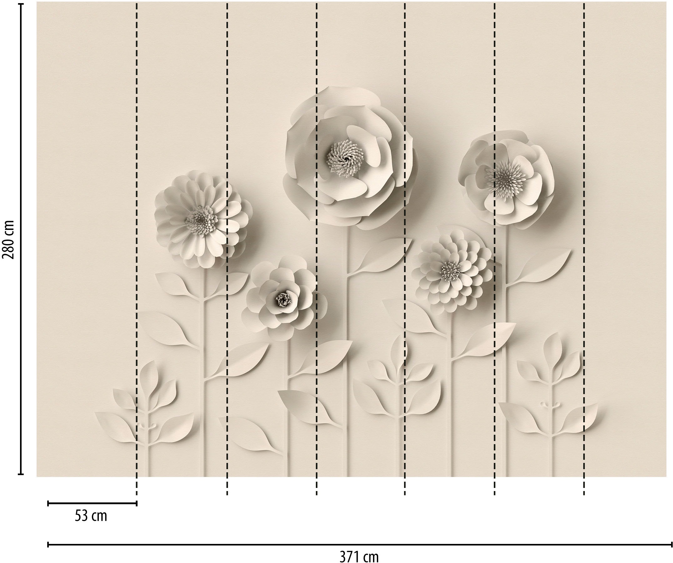 living walls Fototapete »The Wall« 3D-Optik | geblümt | matt glatt Fototapete Blume Tapete 3D Tapeten Wohnzimmer Schlafzimmer Flur Design