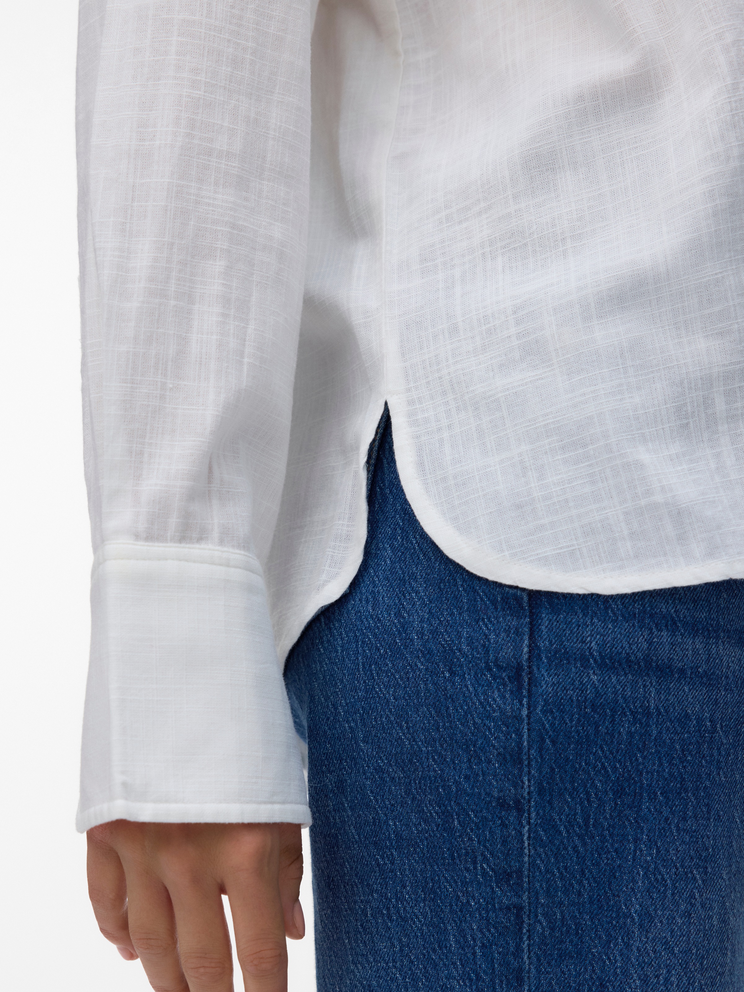 Thumbnail - Vero Moda Langarmbluse "VMCAIA LS SHIRT WVN NOOS" Baumwollmischung, regular fit, mit Leinen