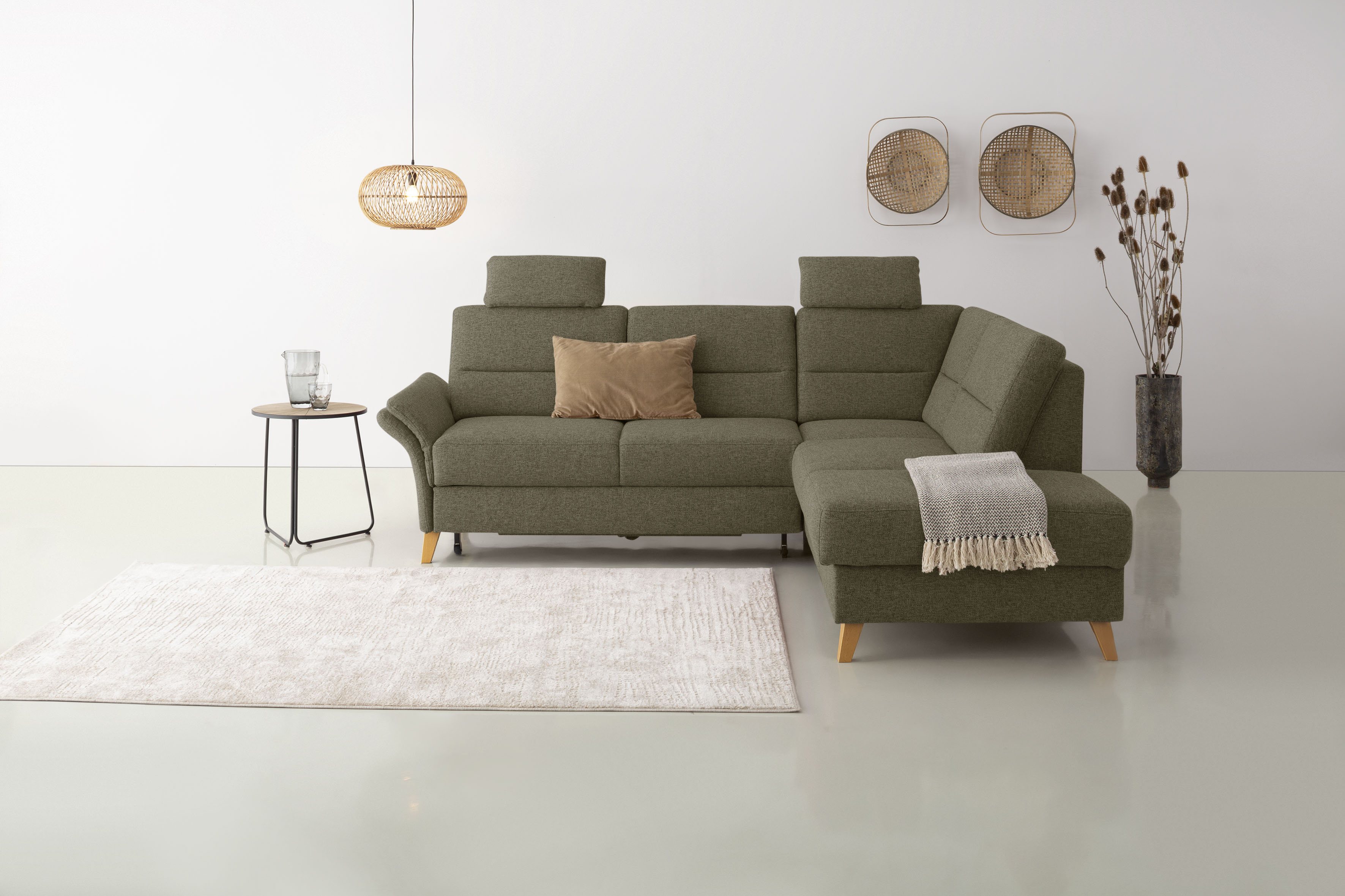 OTTO home Ecksofa "Westerland L-Form" Federkern-Polsterung, wahlweise mit Schlaffunktion, Bettkasten