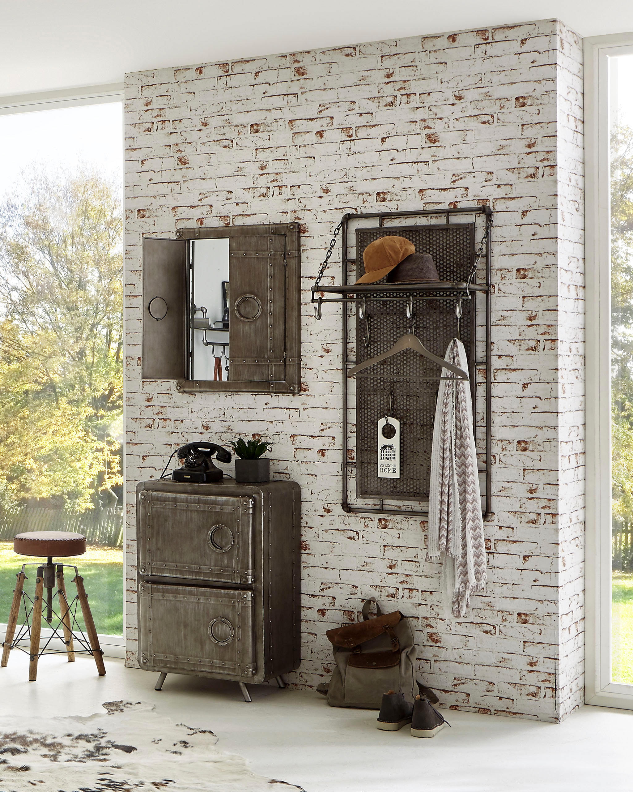 HAKU Garderobenhaken »Flurgarderobe, Garderobe, Garderobenhaken, Garderobenleiste,« rechteckig - aus Metall Anthrazit - B/T/H 60/35/120 cm