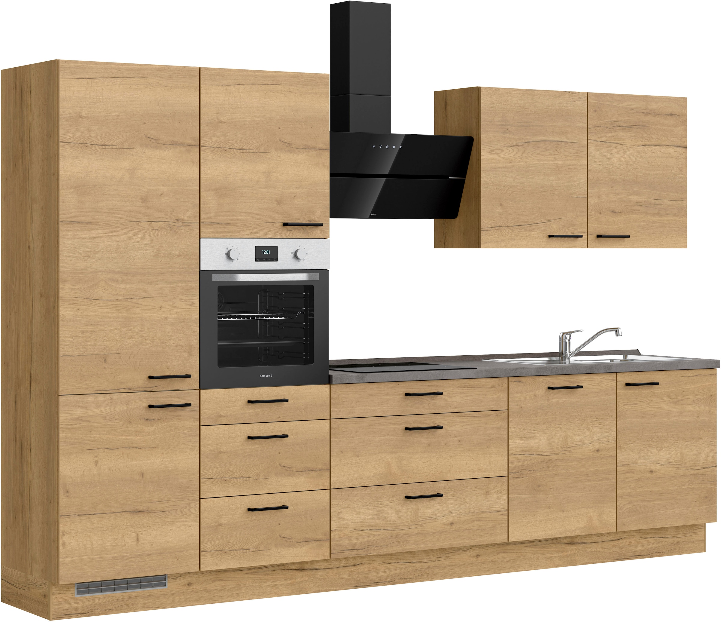 nobilia® Küchenzeile »"Structura II"«, vormontiert, Ausrichtung wählbar, Breite 330 cm, wahlw. mit E-Geräten