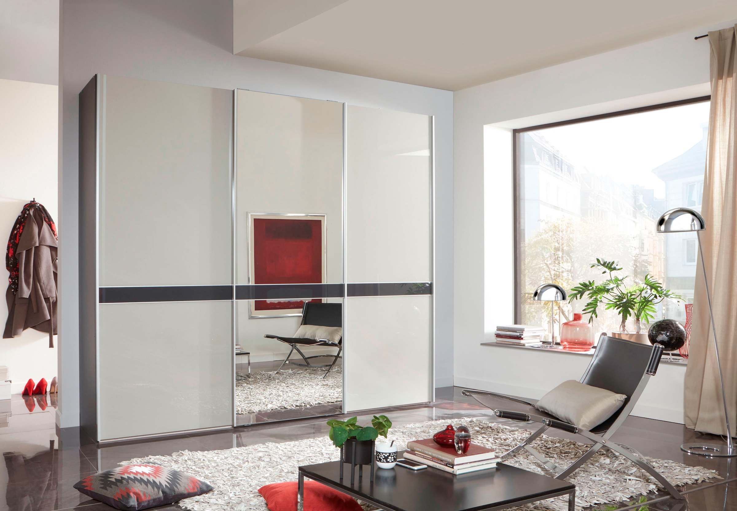 WIEMANN Schwebetürenschrank »Rialto«, hochwertige Glas- und Spiegelfront  mit Querriegel | BAUR