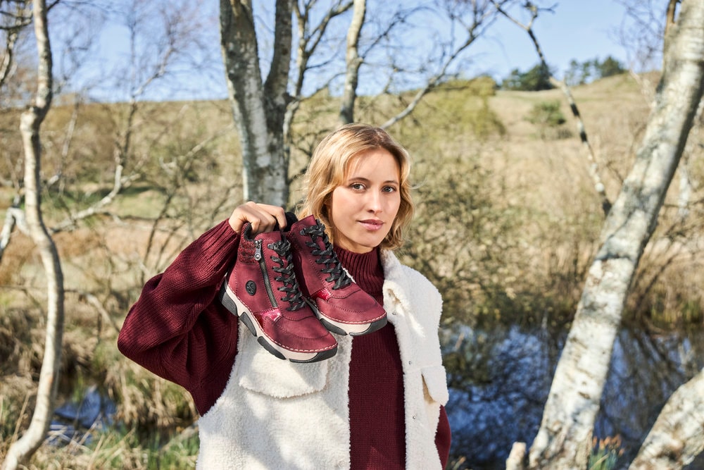 Rieker Winterboots, Schnürstiefelette, Schnürboots mit Textil-Besatz am Schaftrand