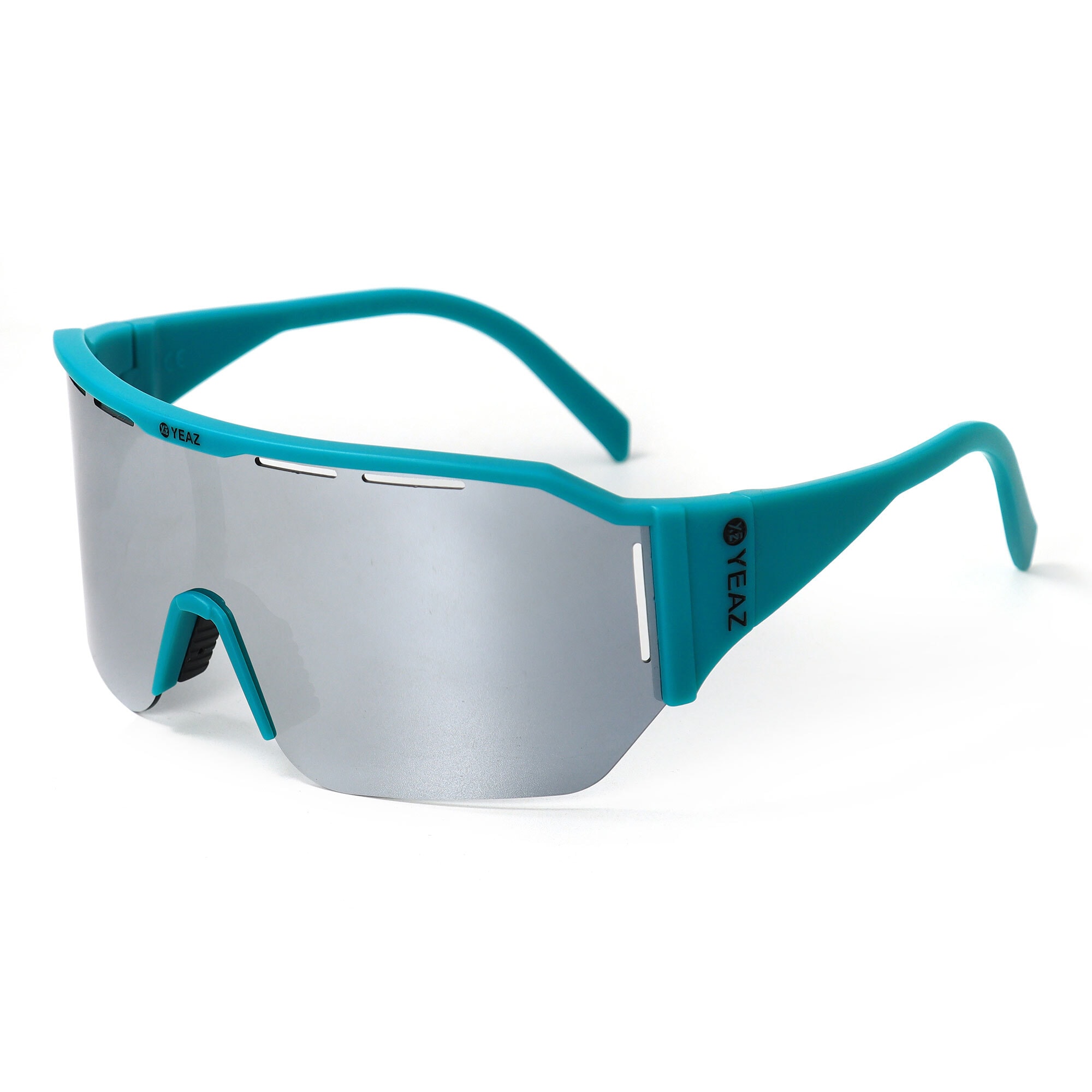 Sportbrille YEAZ "Sport-Sonnenbrille Black/Silver SUNVIBE", Damen, grün (grün, silber), Sonnenbrillen
