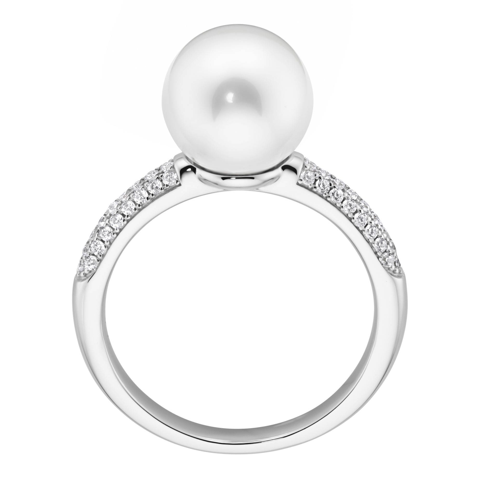 GIORGIO MARTELLO MILANO Perlenring »mit Muschelkern-Perle und Zirkonia, Silber 925«