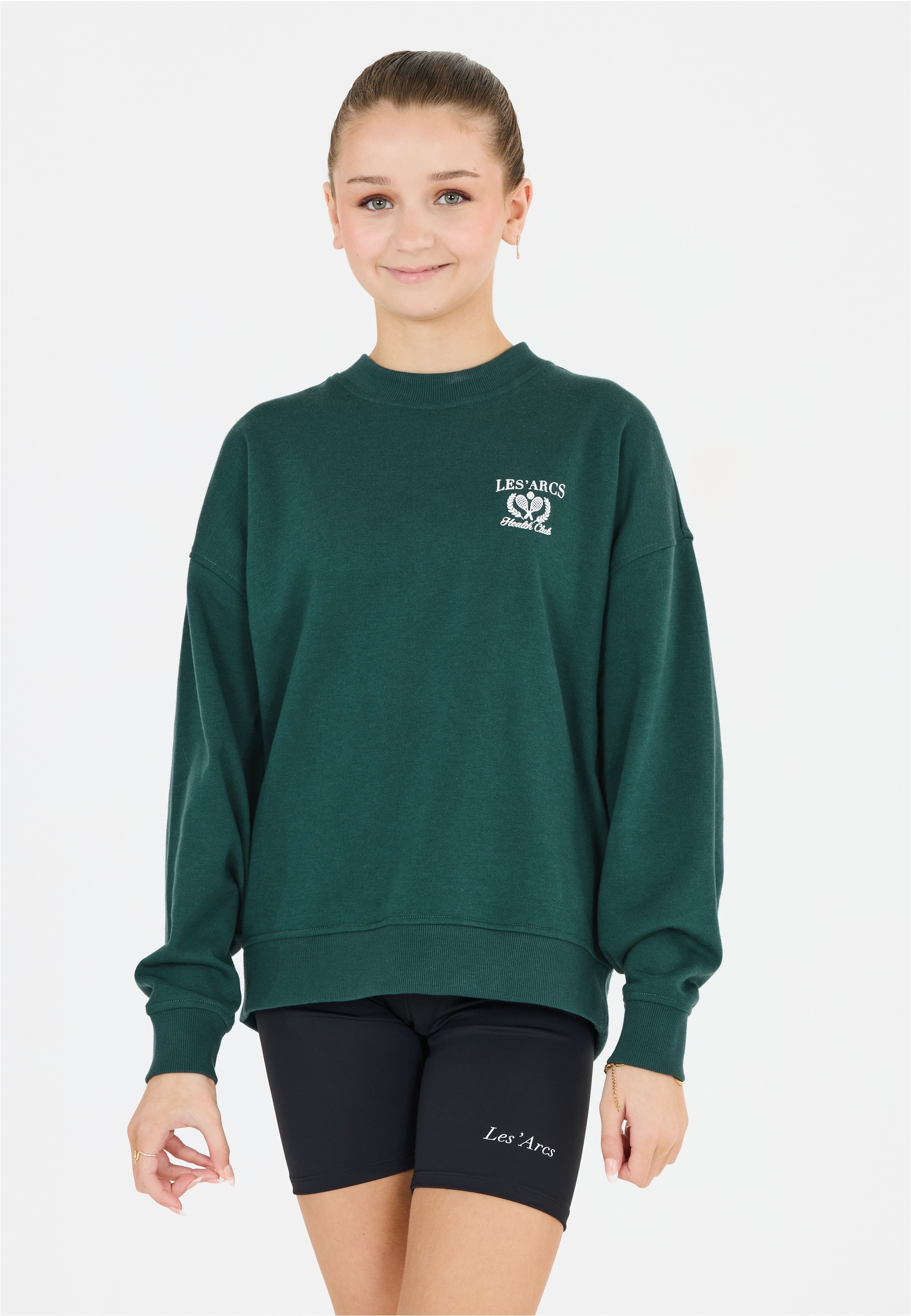 Sweatshirt LES'ARCS "Celinda", Jungen, Gr. 164, grün, 65% Polyester, 35% Baumwolle, bedruckt, normal, Rundhals, Sweatshirts Sweatshirt, mit lässigem Print und Top-Komfort