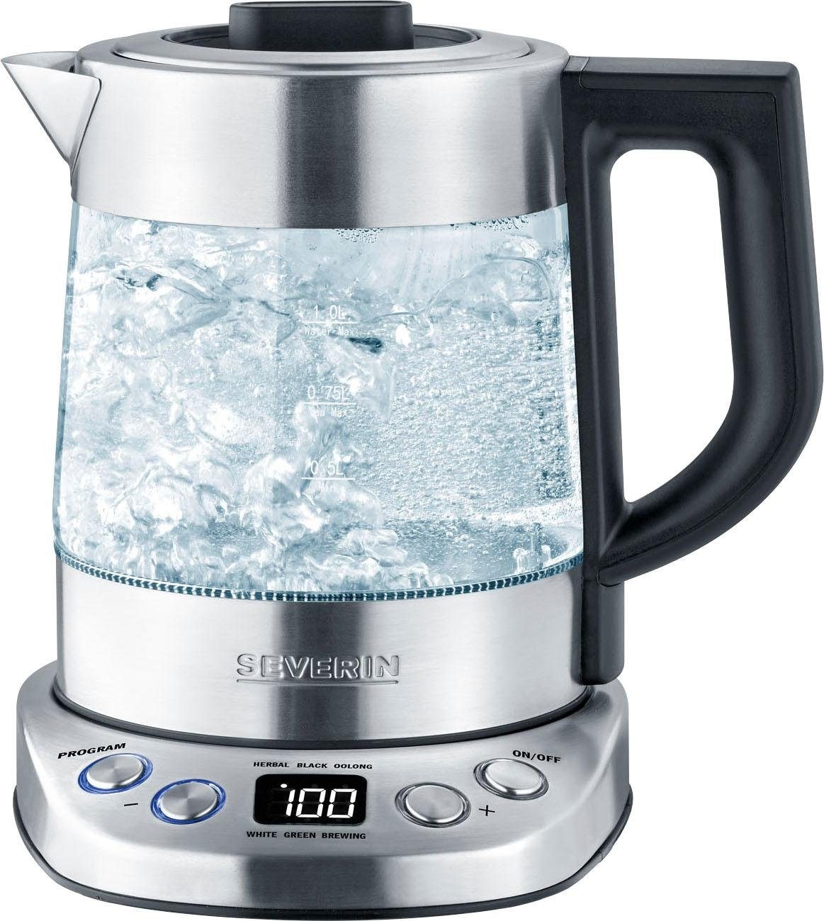 Severin Wasser-/Teekocher "WK 3473", 2200 W, bis zu 1 l Wasser oder 0,75 l Tee, mit Teesieb, inkl. 5 Teeprogrammen