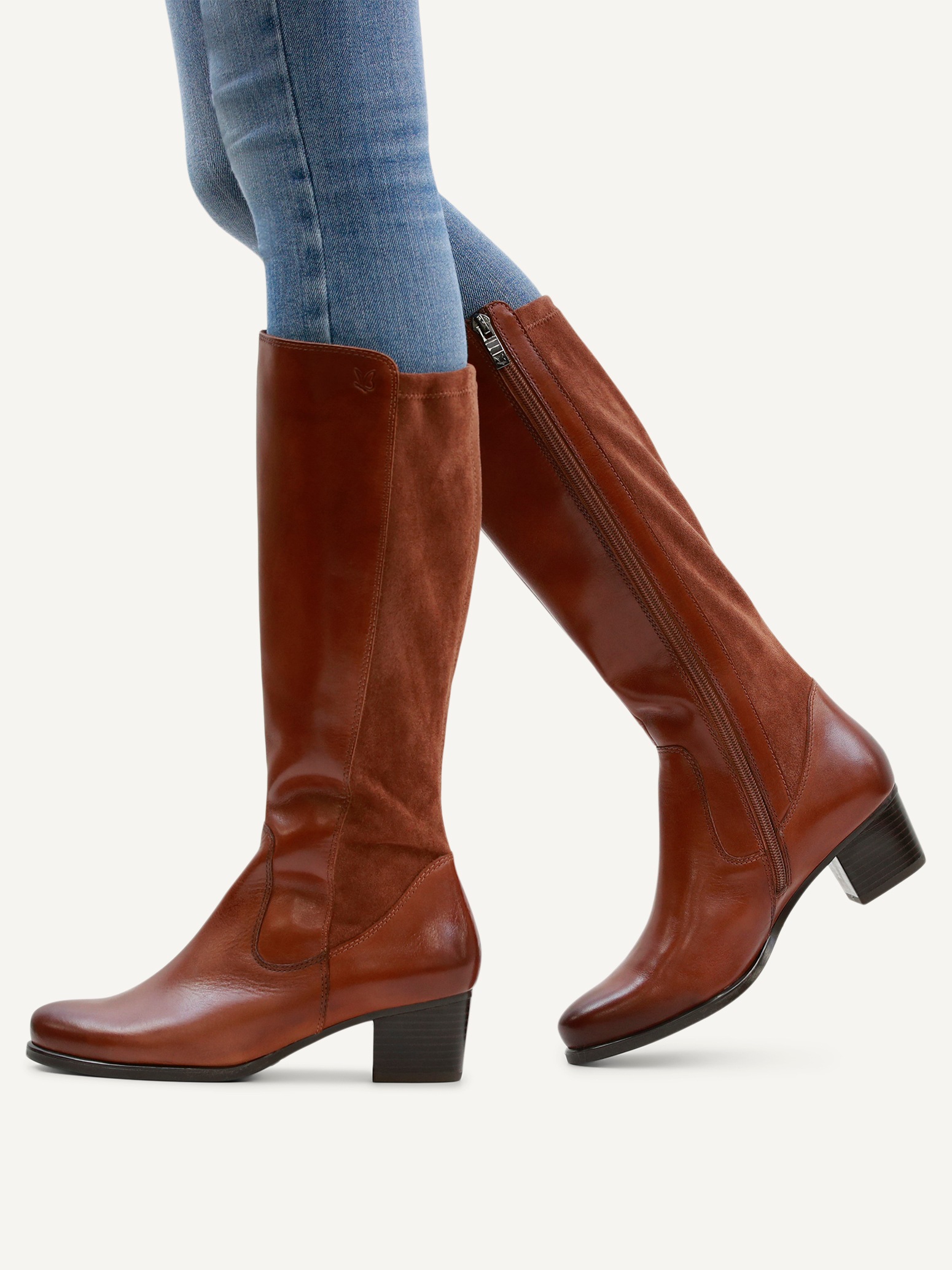 Caprice Stiefel, Blockabsatz, Langschaftstiefel im Used Look