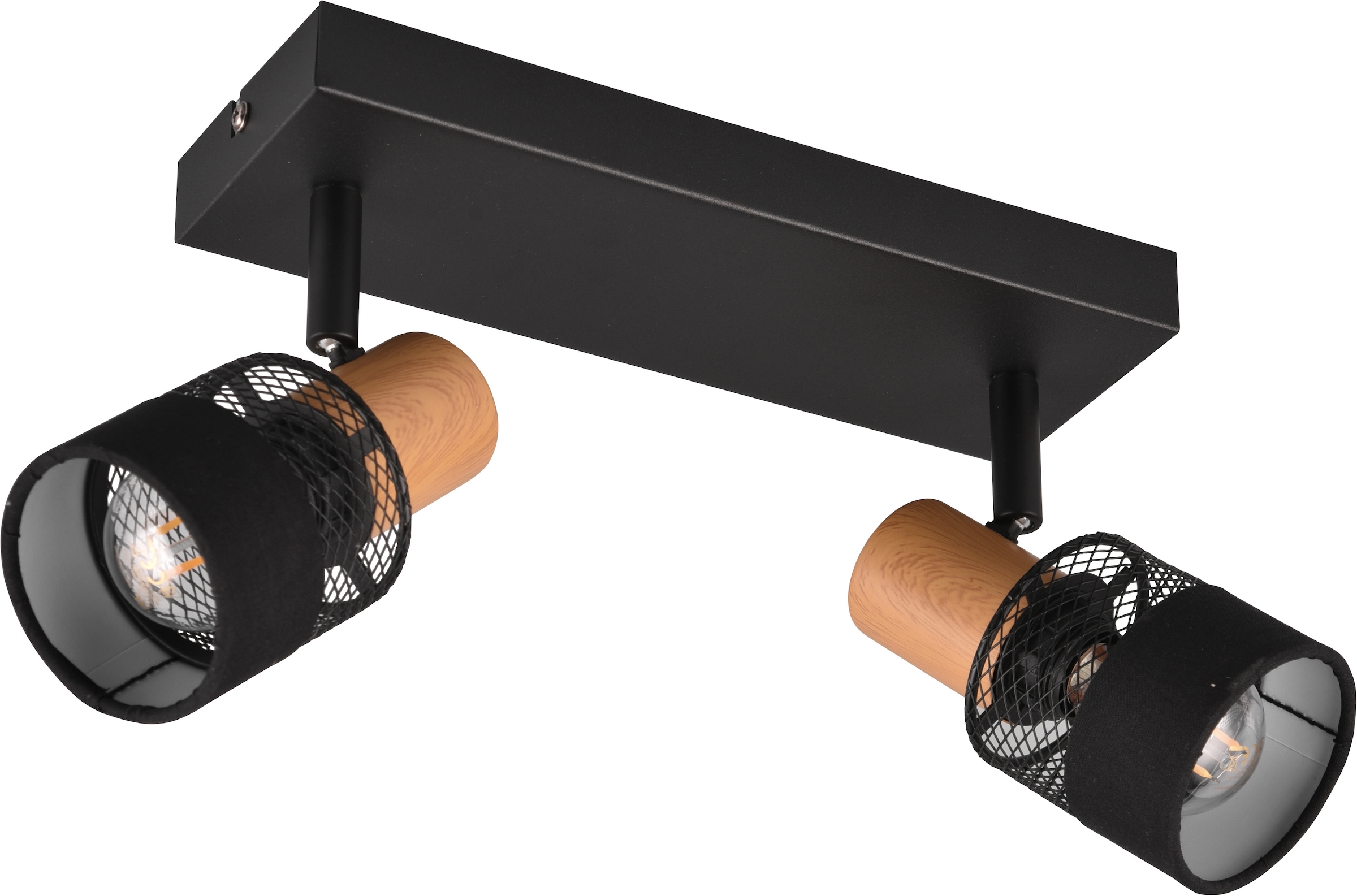 TRIO Leuchten Deckenstrahler »NANDINI, Spot exkl E14 max 10W, flexibel drehbarer Spot« E14 1 Stk. warmweiß - kaltweiß Deckenspot mit Schirm aus Holz, Stoff und Metall, Ø7cm Schirm
