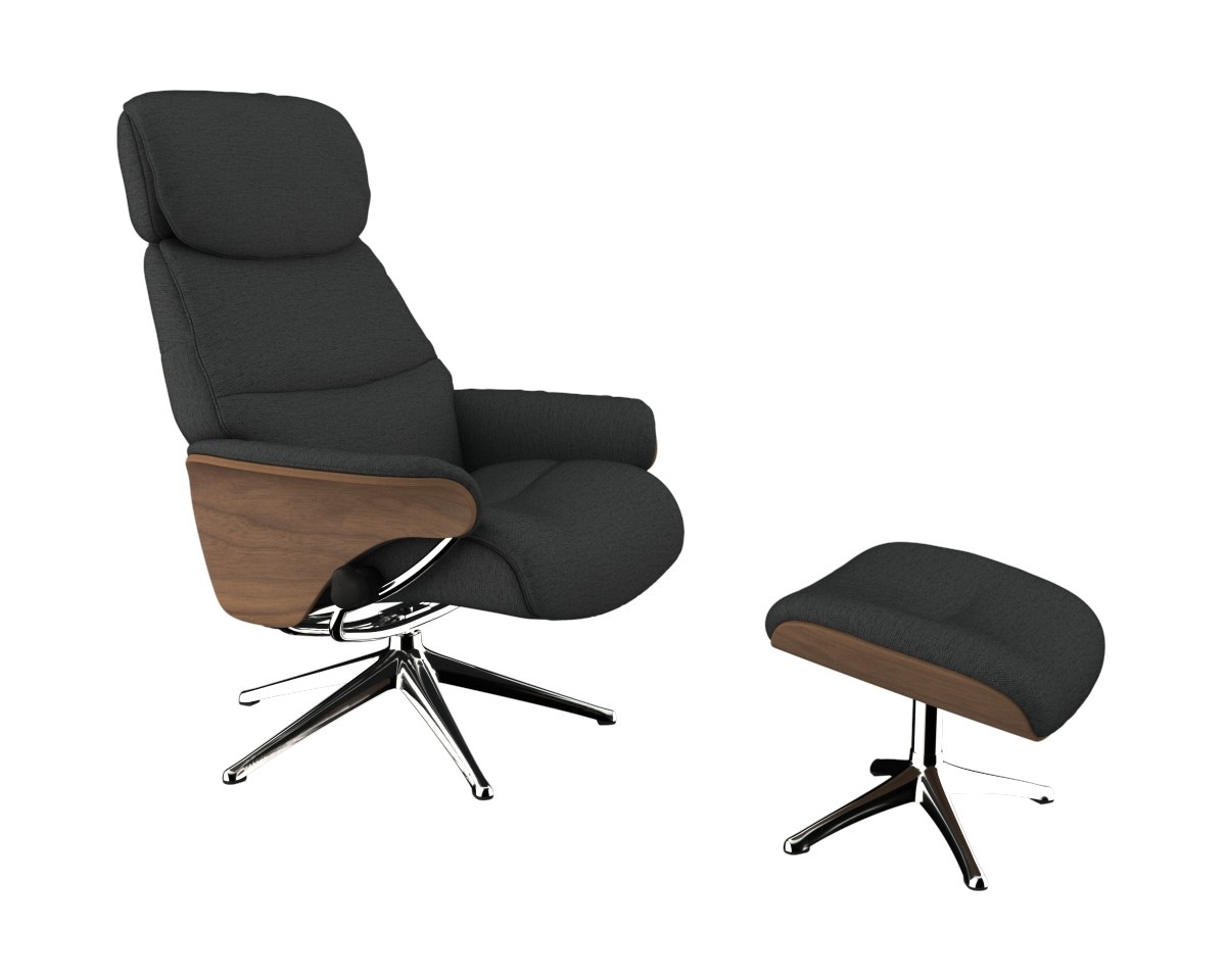 FLEXLUX Relaxsessel »Relaxchairs Aarhus«, Relaxfunktion & Kopf- Fuß Alu, Arml. | Walnuss, BAUR Rückenverstellung, M