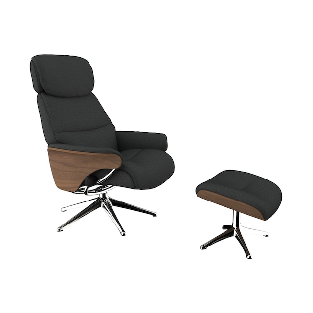 FLEXLUX Relaxsessel »Relaxchairs Aarhus«, Relaxfunktion & Kopf-  Rückenverstellung, Arml. Walnuss, Fuß Alu, M | BAUR