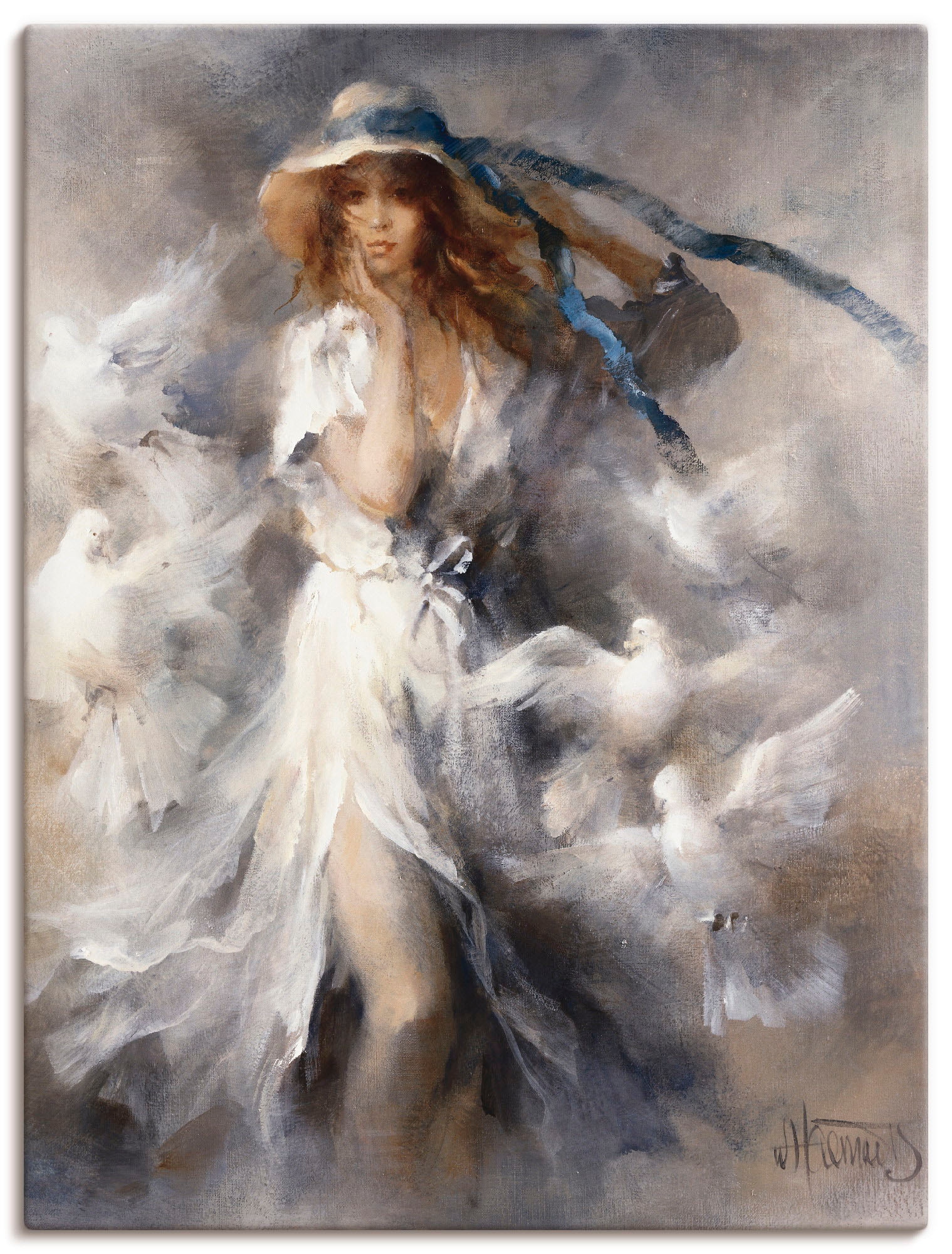 Artland Wandbild "Tauben" Frau 1 Stk. tlg. als Leinwandbild, Poster in verschied. Größen