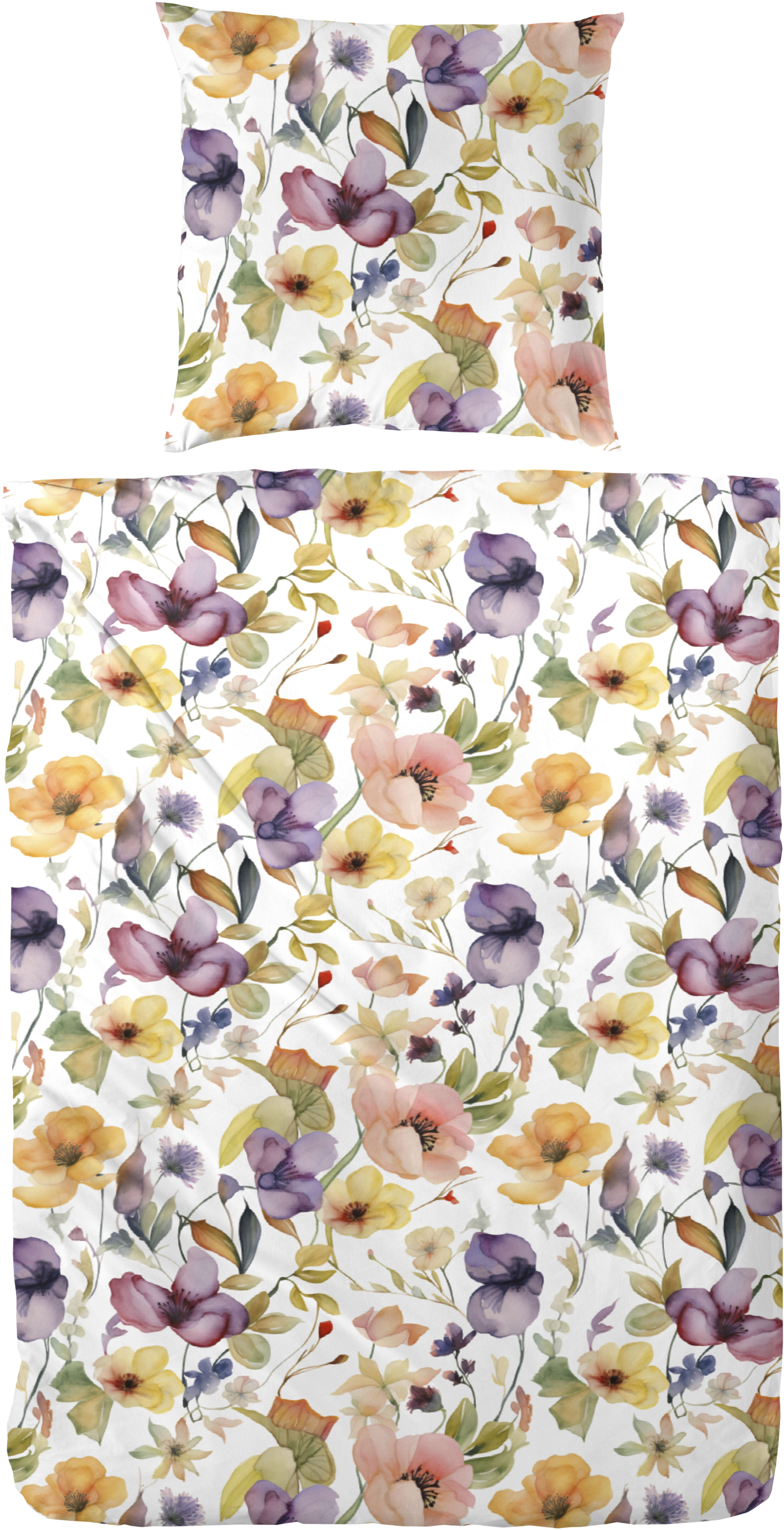 Primera Bettwäsche "Primera Mako-Satin-Bettwäsche Viola" 2 Stk. mit einem kräftigen Blumenmuster