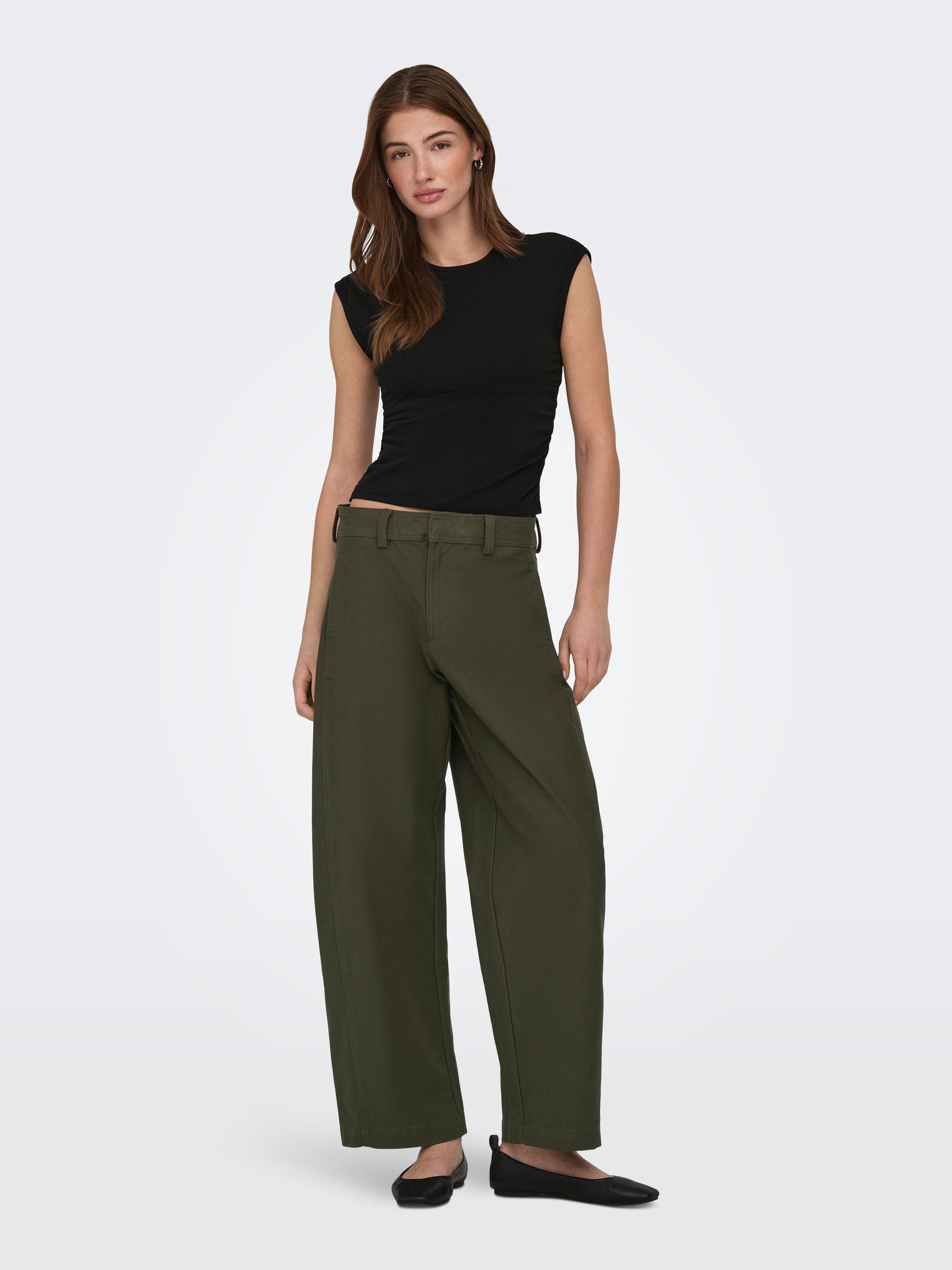 ONLY »ONLMIRA CAPSL RUCHING TOP JRS NOOS« Baumwollmischung, regular fit, Rundhals