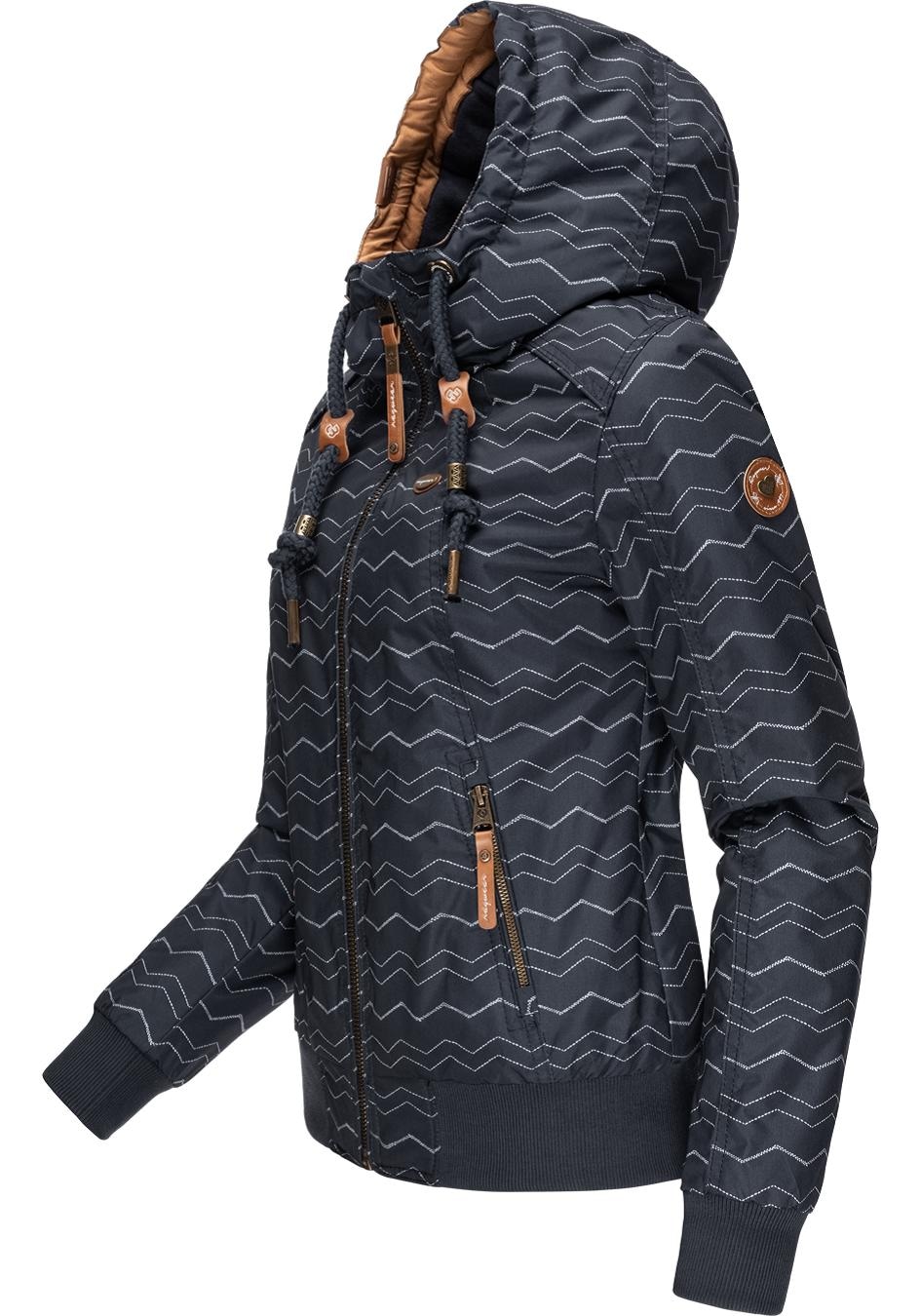 Ragwear Outdoorjacke »Druna Zig Zag Winter«, mit Kapuze, sportliche Winterjacke mit Kapuze und Print