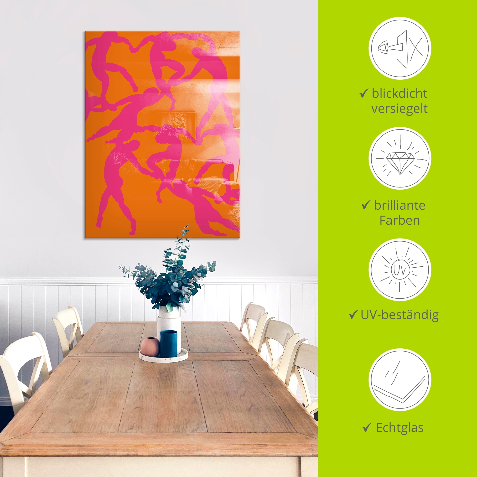 Artland Glasbild »Matisse - Der Tanz in pink-orange« Gruppen & Familien 1 Stk. tlg. in verschiedenen Größen