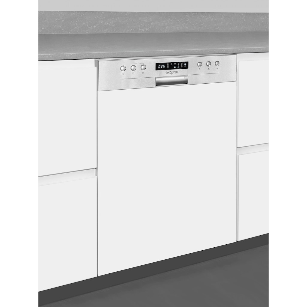 exquisit teilintegrierbarer Geschirrspüler »EGSP9414-EB-030D inox«, EGSP9414-EB-030D inox, 14 Maßgedecke