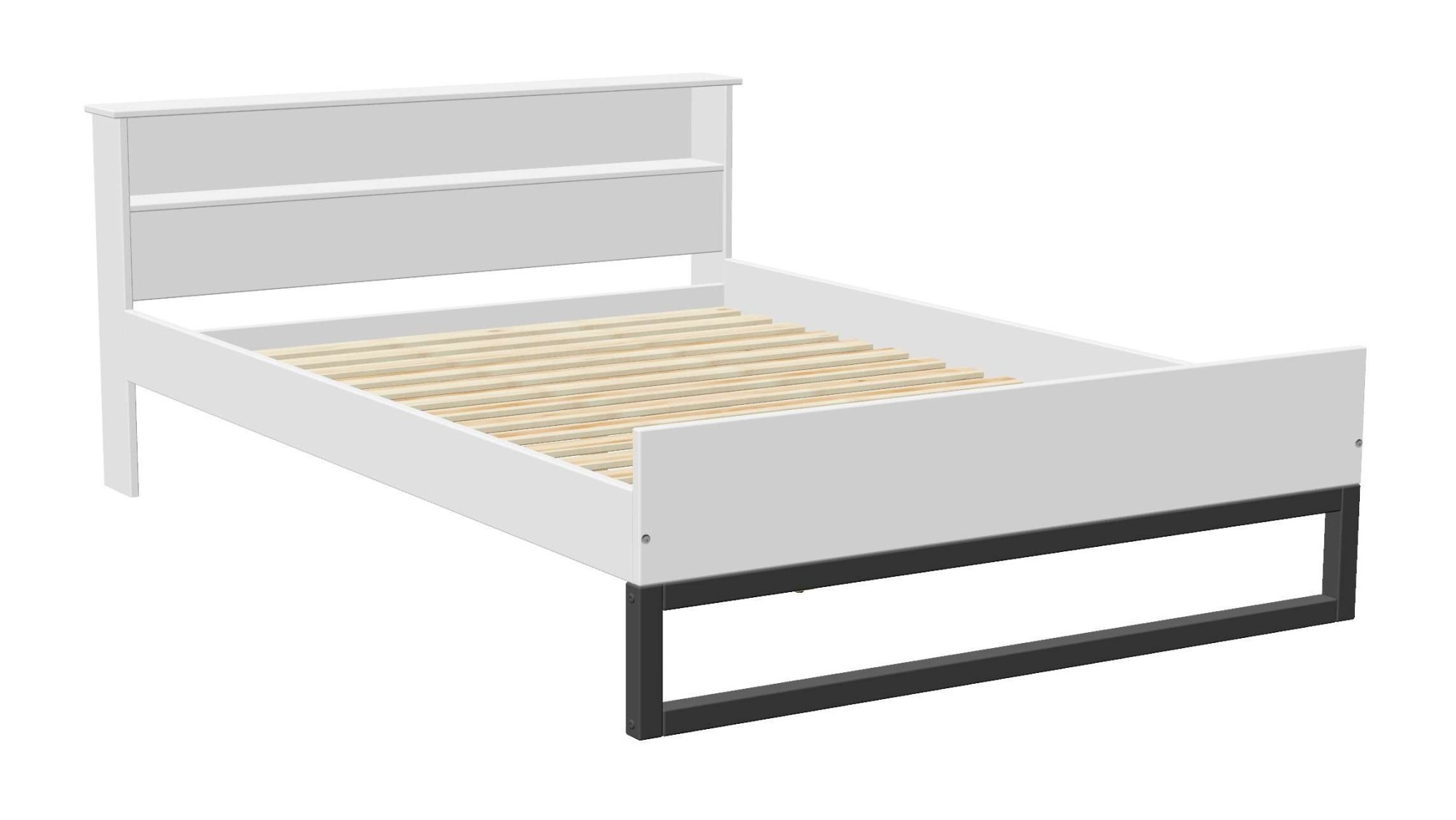 OTTO home Massivholzbett »Pannor, Industrial Design mit Regal, Lattenrost inklusive« Breite Liegefläche 140 oder 180cm,  Kufengestell, bis 200 kg belastbar, FSC-zertifiziert, Made in EU