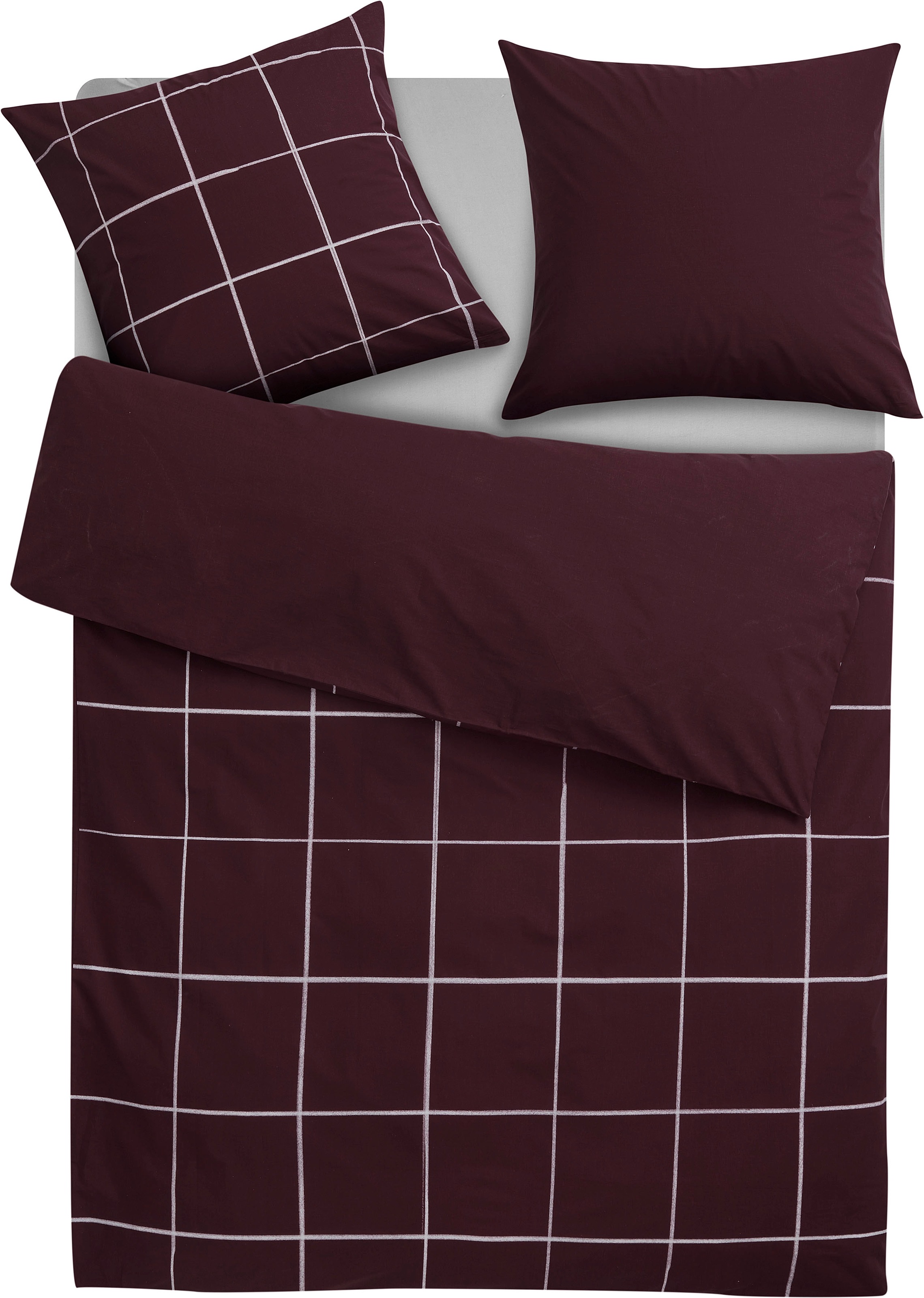 OTTO home Bettwäsche "Nature" 2 Stk. Bettwäsche in unregelmäßigem Karo-Must günstig online kaufen