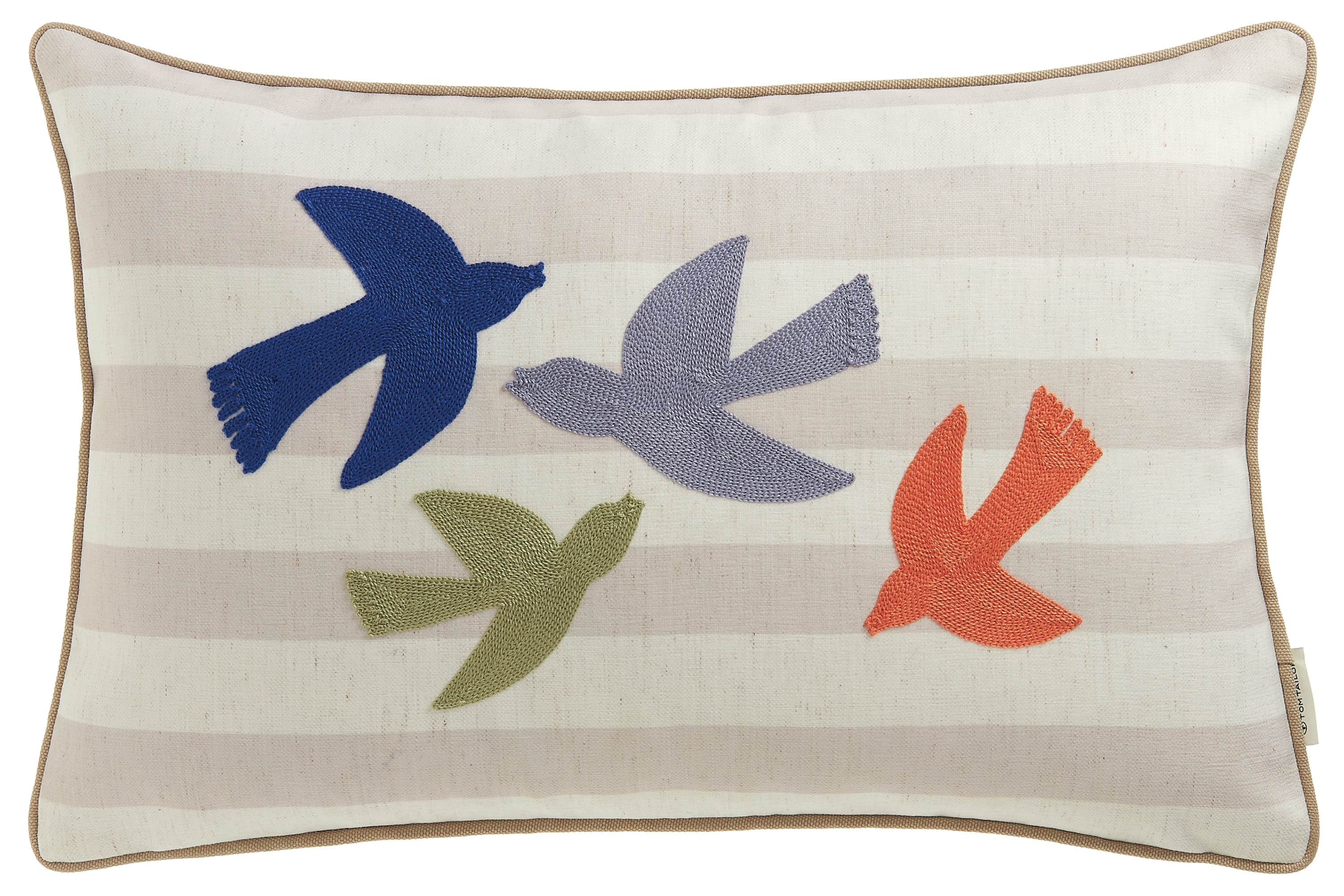 TOM TAILOR HOME Dekokissen "Birds" bestickt, mit Naturfaseranteil