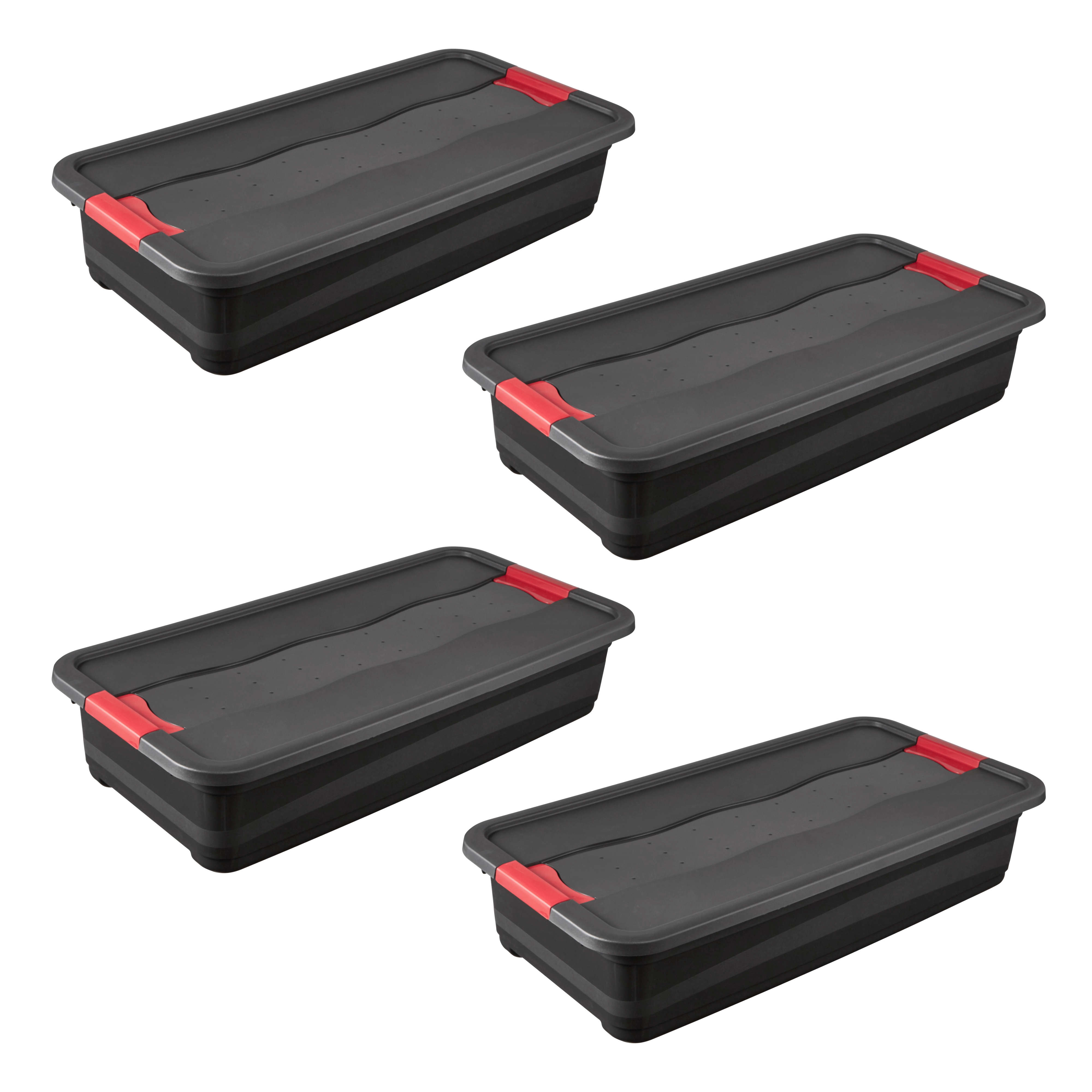 keeeper Transportbehälter "eckhart, 4er Set Transporbox, 33 L, 79,5 x 39,5 x 17 cm" 39,5 cm breit 17 cm hoch 79,5 cm lang Set, 4 Stk. tlg. seitl. Clips, Griffe am Boden, stoßfeste Seitenwände, robuster Deckel