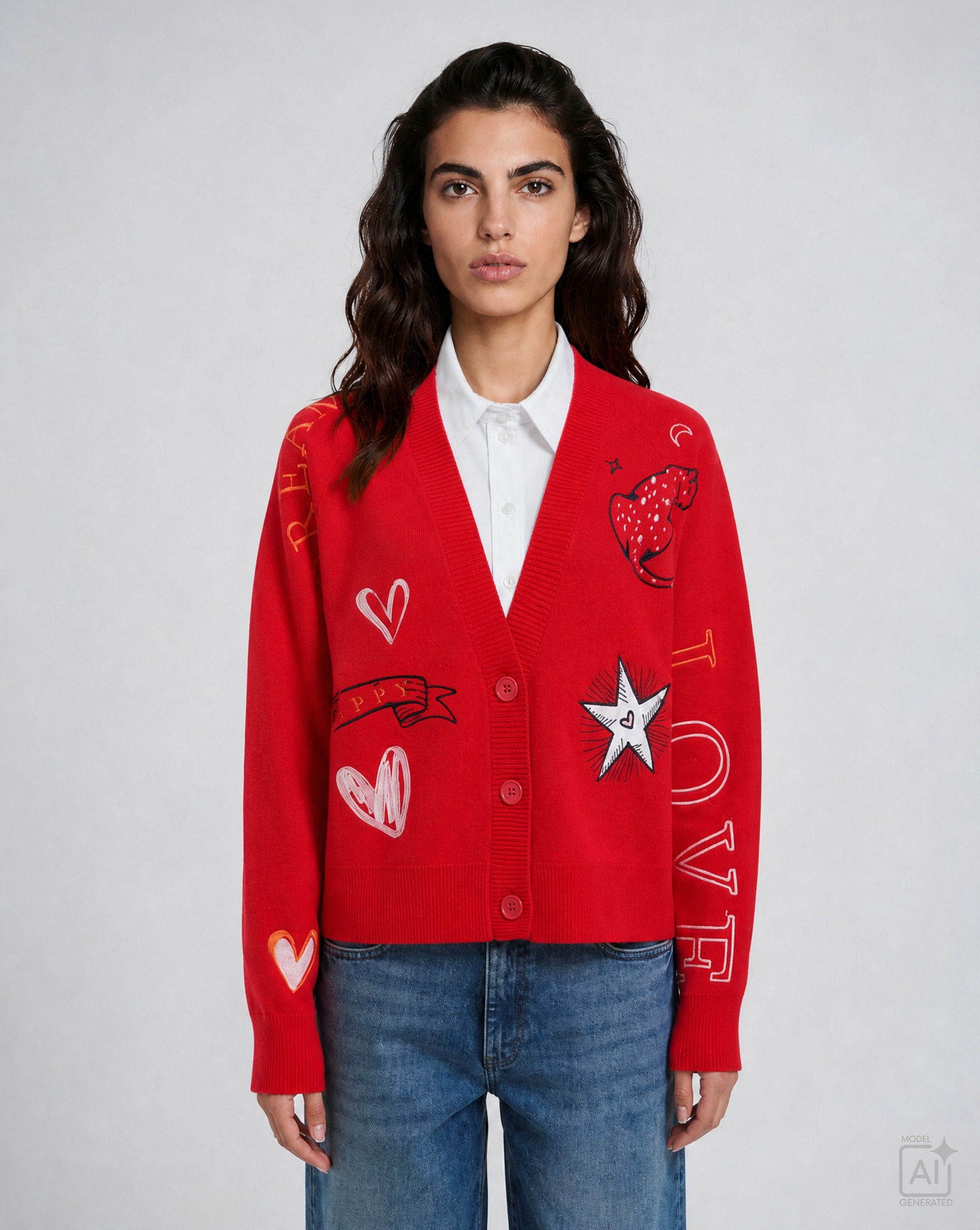 Milano Italy Cardigan mit Label-Applikation