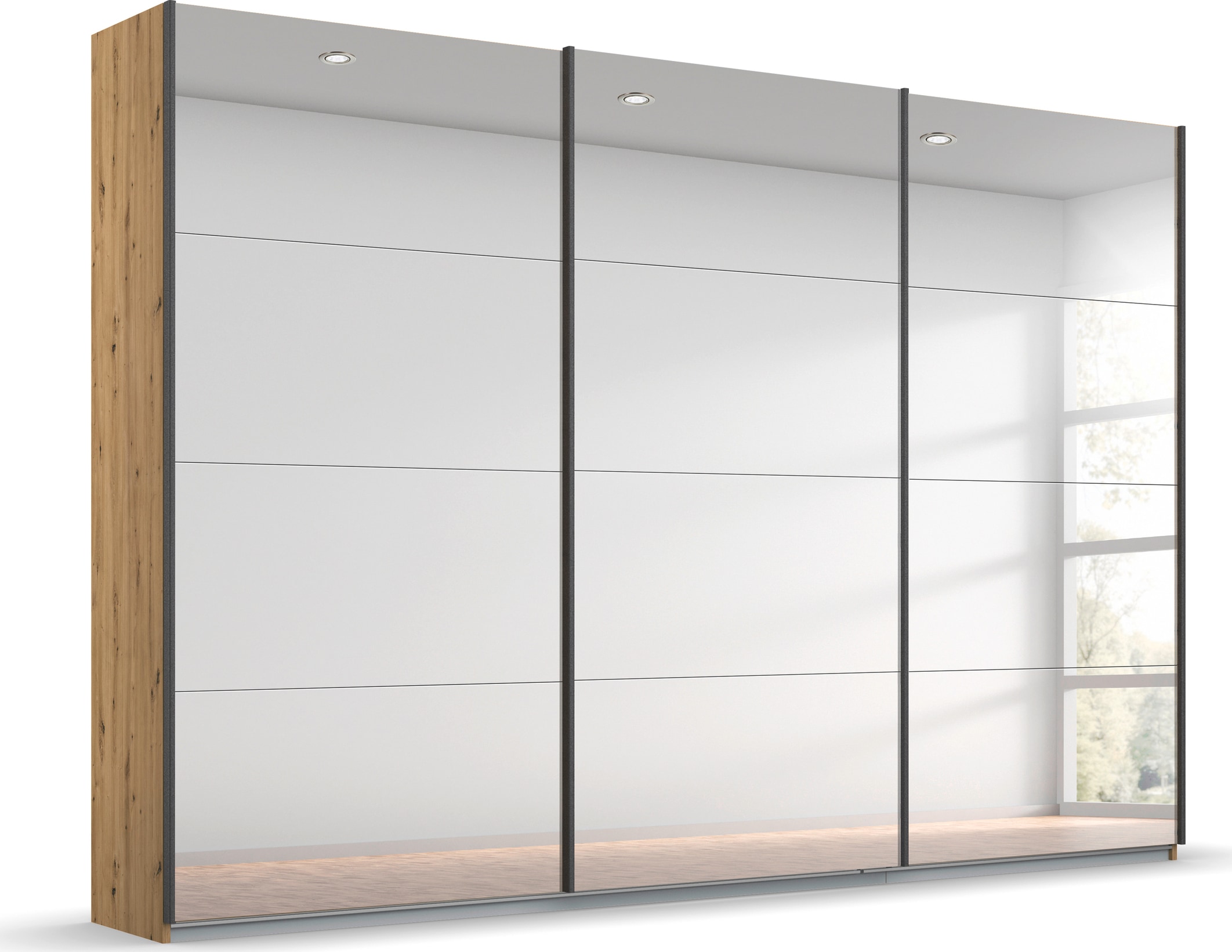 rauch Schwebetürenschrank »Kleiderschrank Schrank Garderobe ORACLE mit Spiegelfront«, inkl. Schubladen-Einsatz und extra Einlegeböden MADE IN GERMANY