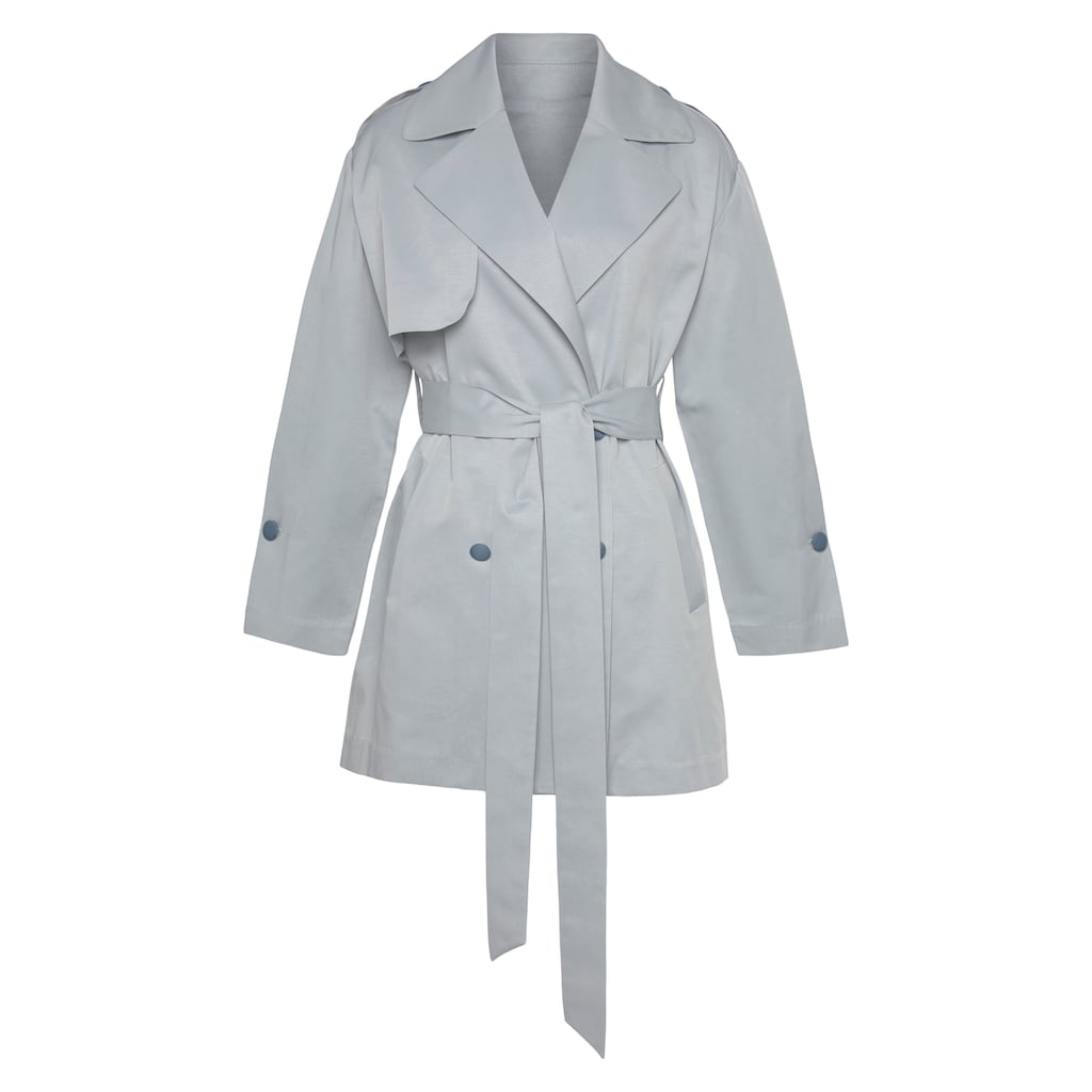 LASCANA Trenchcoat, (mit Taillengürtel), in Kurzform, moderner Kurzmantel mit Taschen