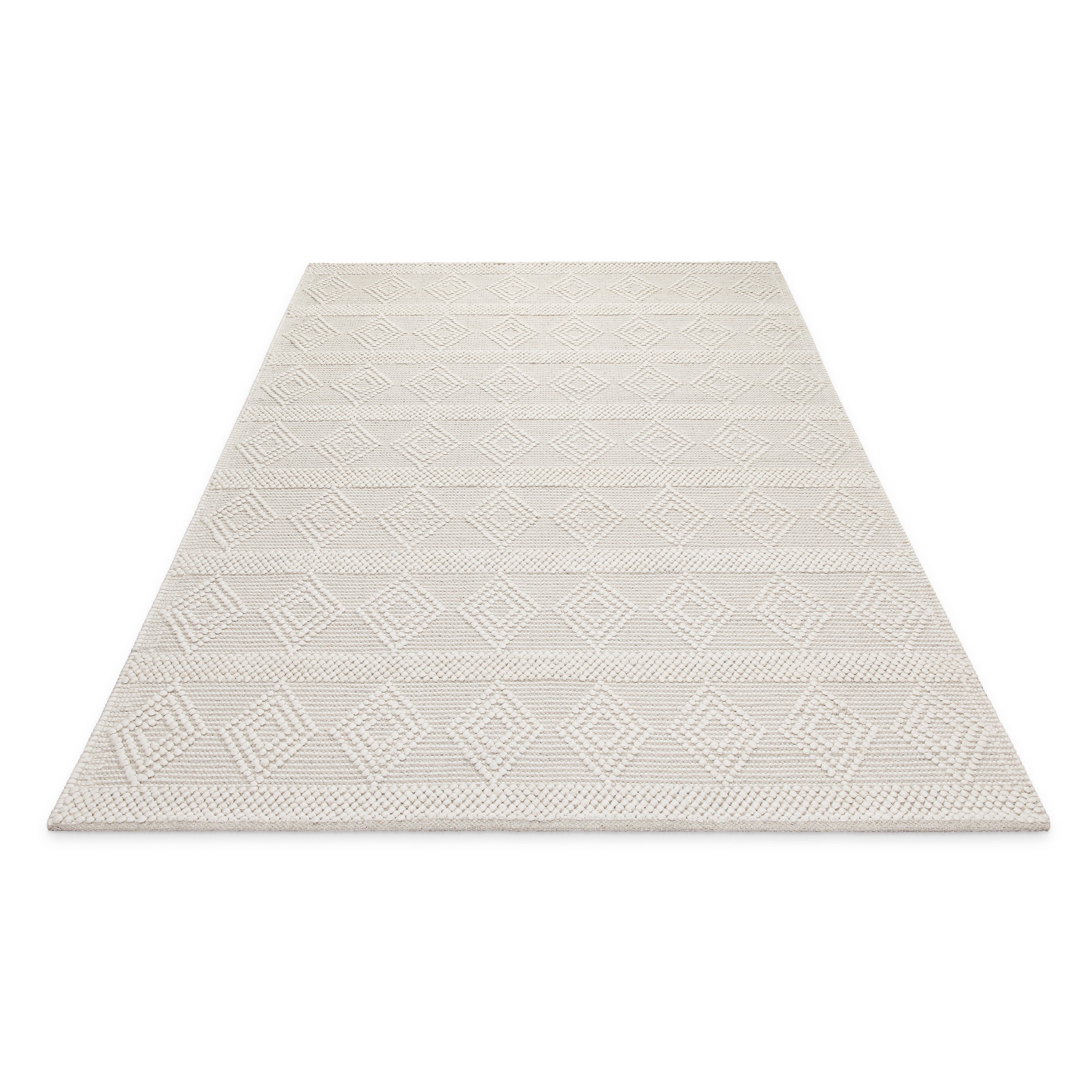 my home Teppich »Grunno«, rechteckig, 8 mm Höhe, 70% Wolle, handgewebt, Raute, Hoch-Tief, Wohnzimmer, Naturfaser