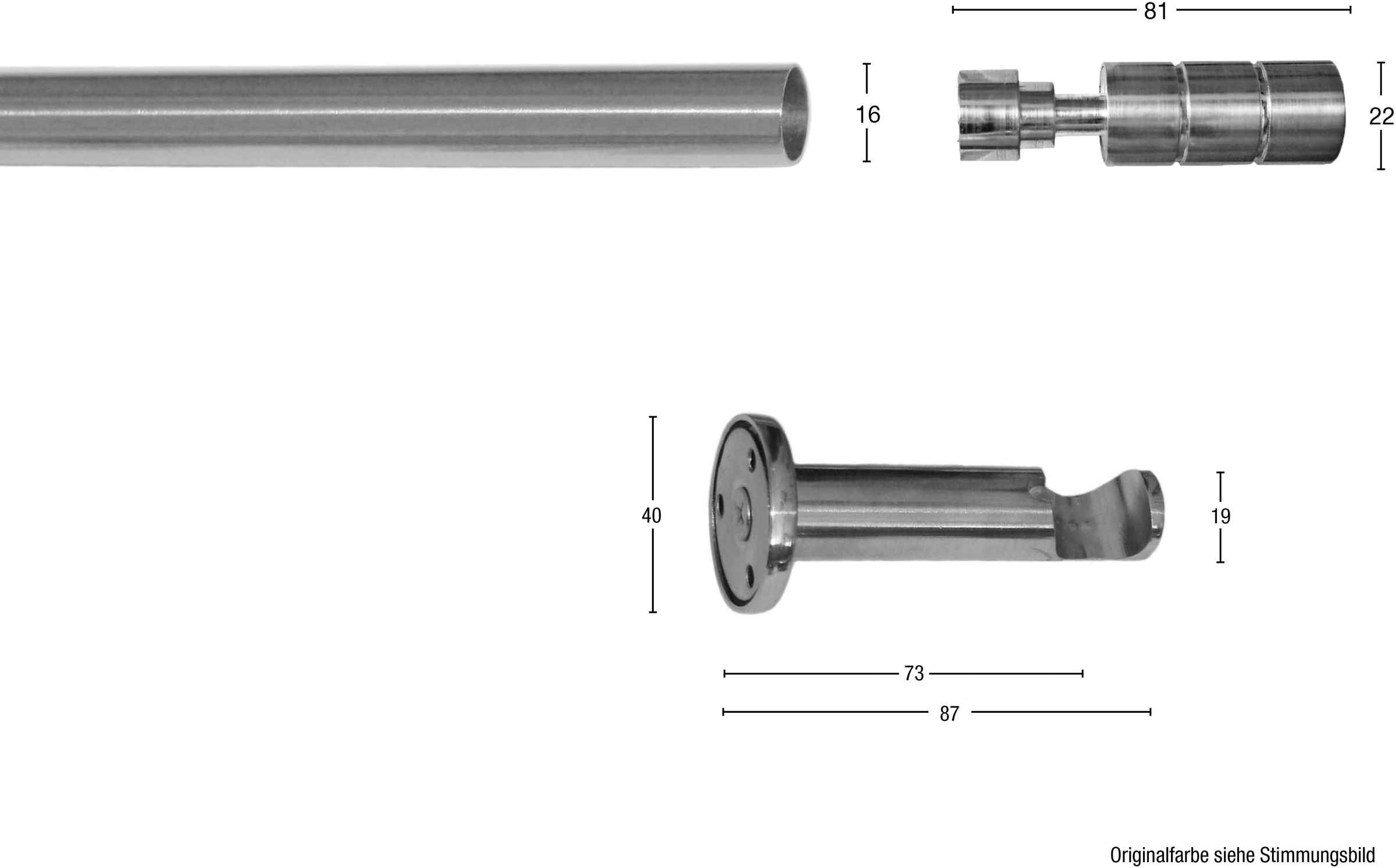 GARESA Gardinenstange »Lisa«, 1 läufig-läufig, Fixmaß, Fixlänge 120, 160 und 200 cm, OHNE Ringe