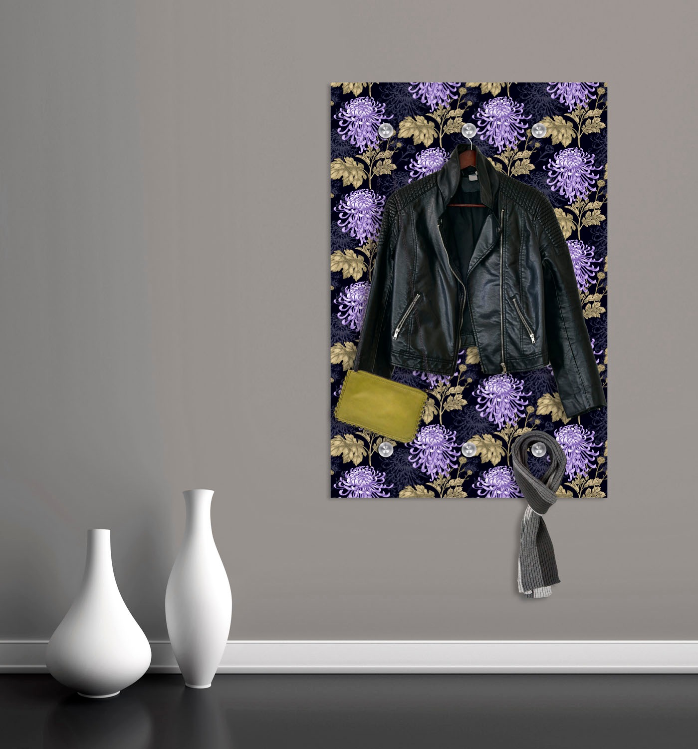 queence Garderobenleiste »Blumen«, mit 6 Haken, 80 x 120 cm
