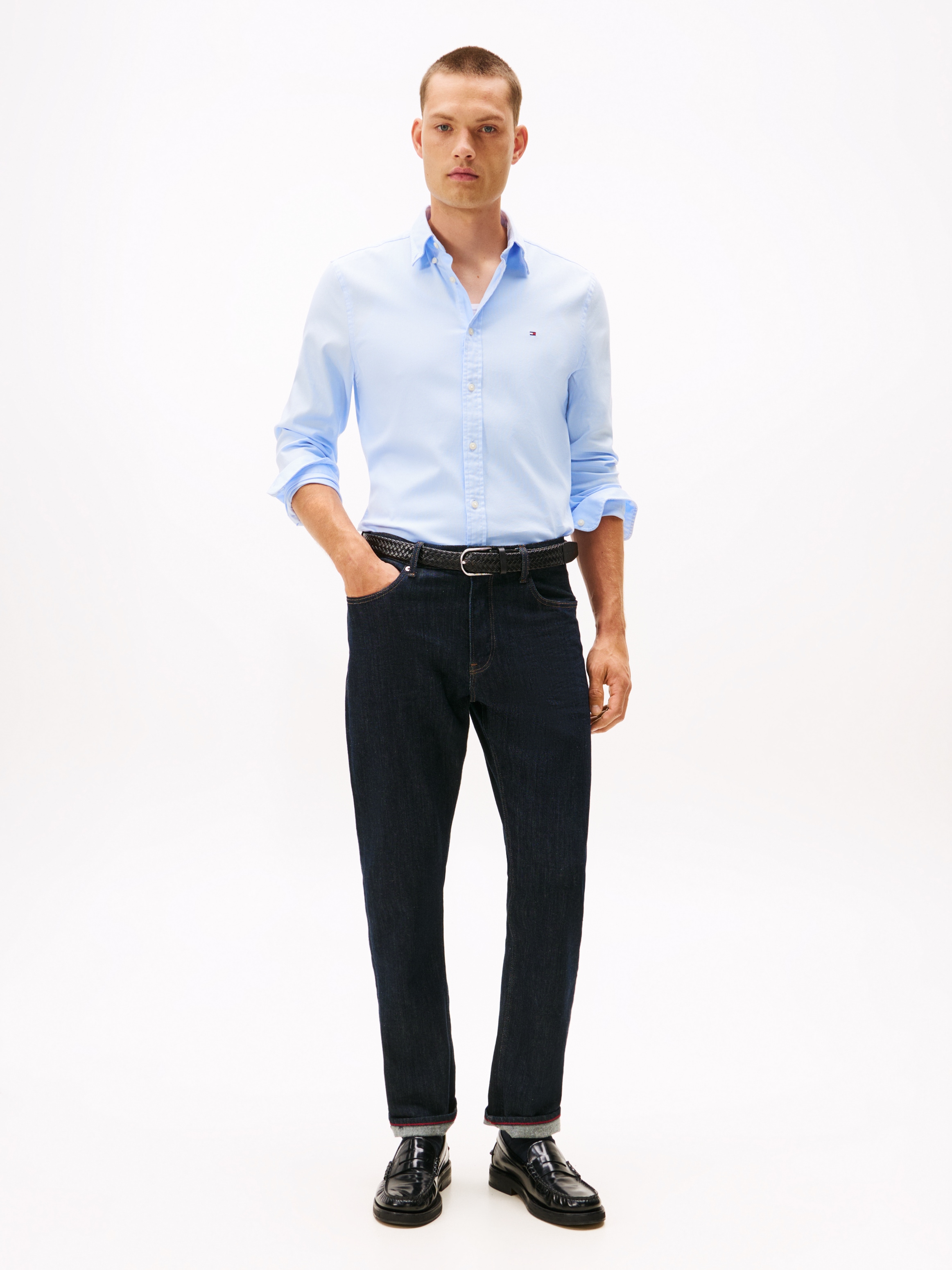 Tommy Hilfiger Langarmhemd »DOBBY«, Slim Fit, Button-down-Kragen